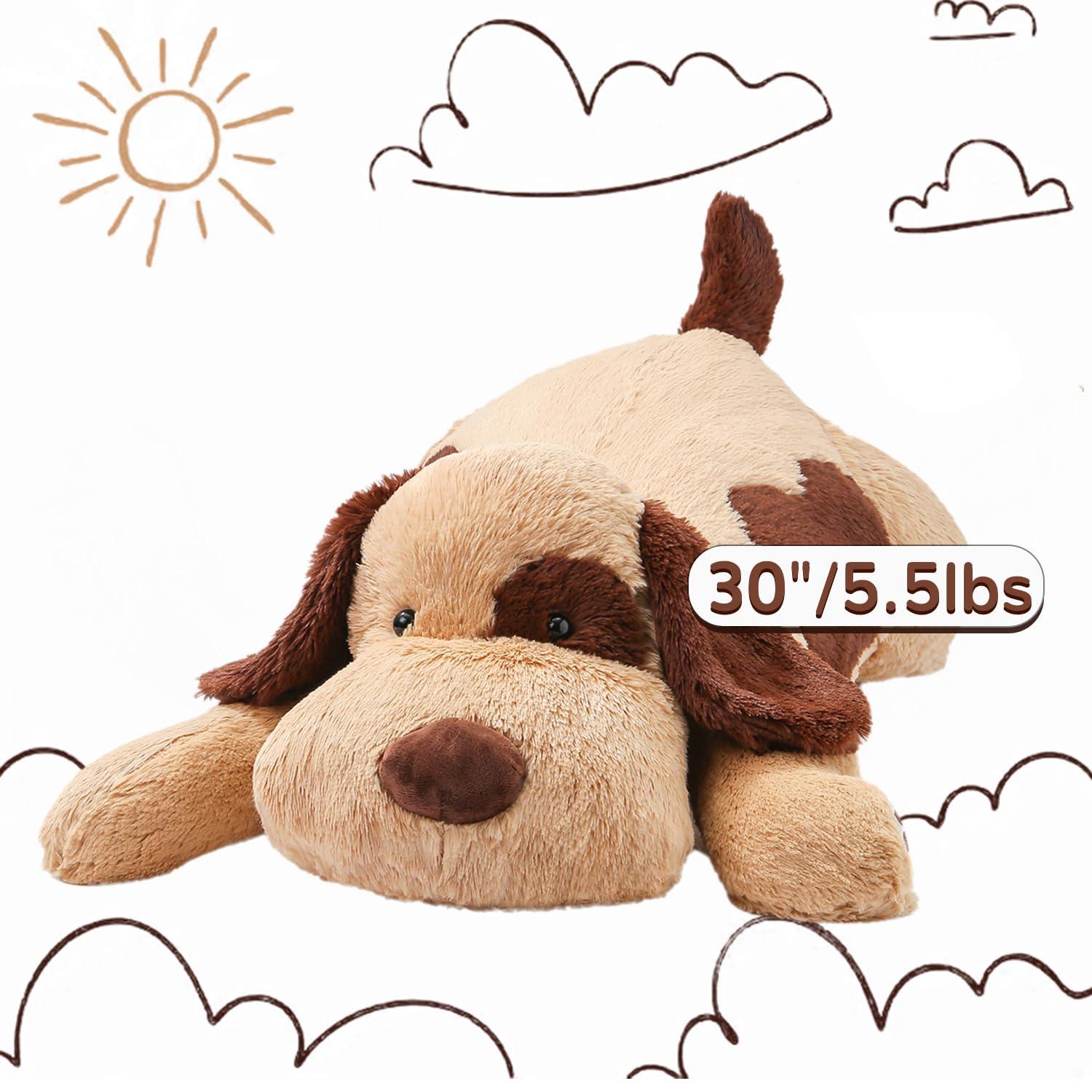 ZPIUU ZPIUU Brown Dog Weighted Stuffed Animals, 30 Inch 5.5 lbs Weighted Plush Animals, Soft Big Puppy Plush Pillow Toy, Gifts for Kids, Boys and Girls Adults (30\" 5.5lbs)