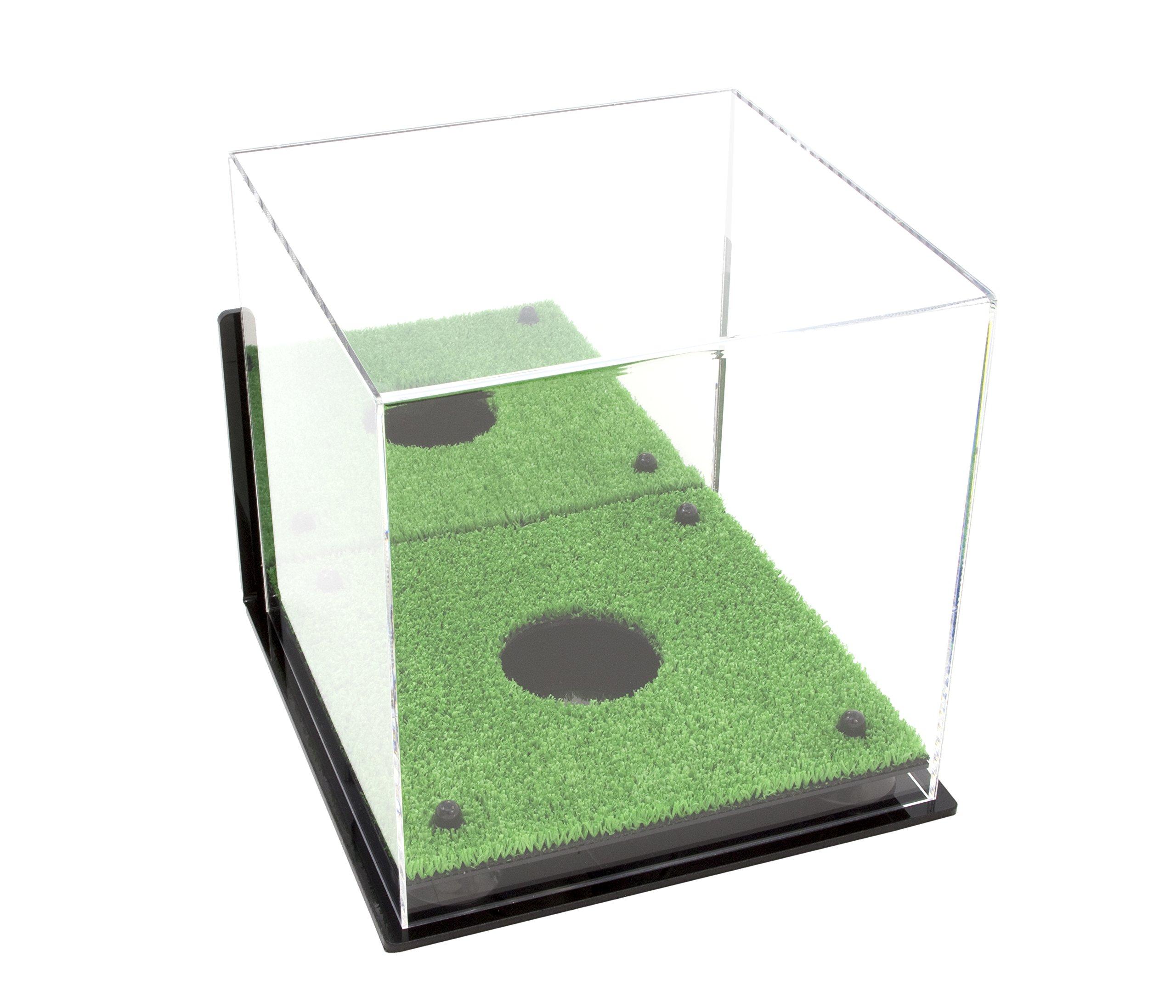 Better Display Cases Better Display Cases Acrylic Soccer Ball Display Case with Black Risers Mirror, Turf Base and Wall Mount (A027-BR)