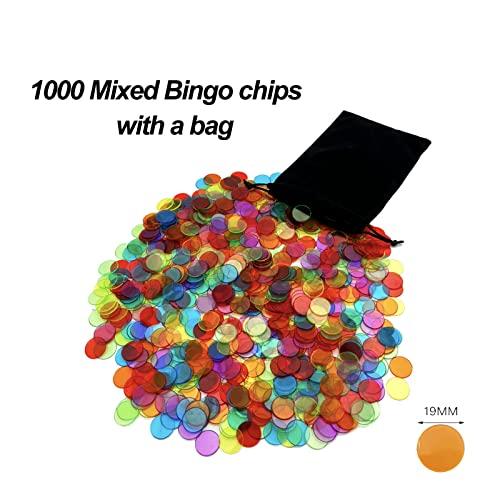 JUNWRROW JUNWRROW Deluxe Bingo Set- Includes 1000 Colorful Chips with a Bag,100 Mixed Cards,75 Calling Balls with a Bag, 6 Inch Rotary Bingo Cage& Bingo Master Board,Bingo Storage Bag -Ideal for Large Groups
