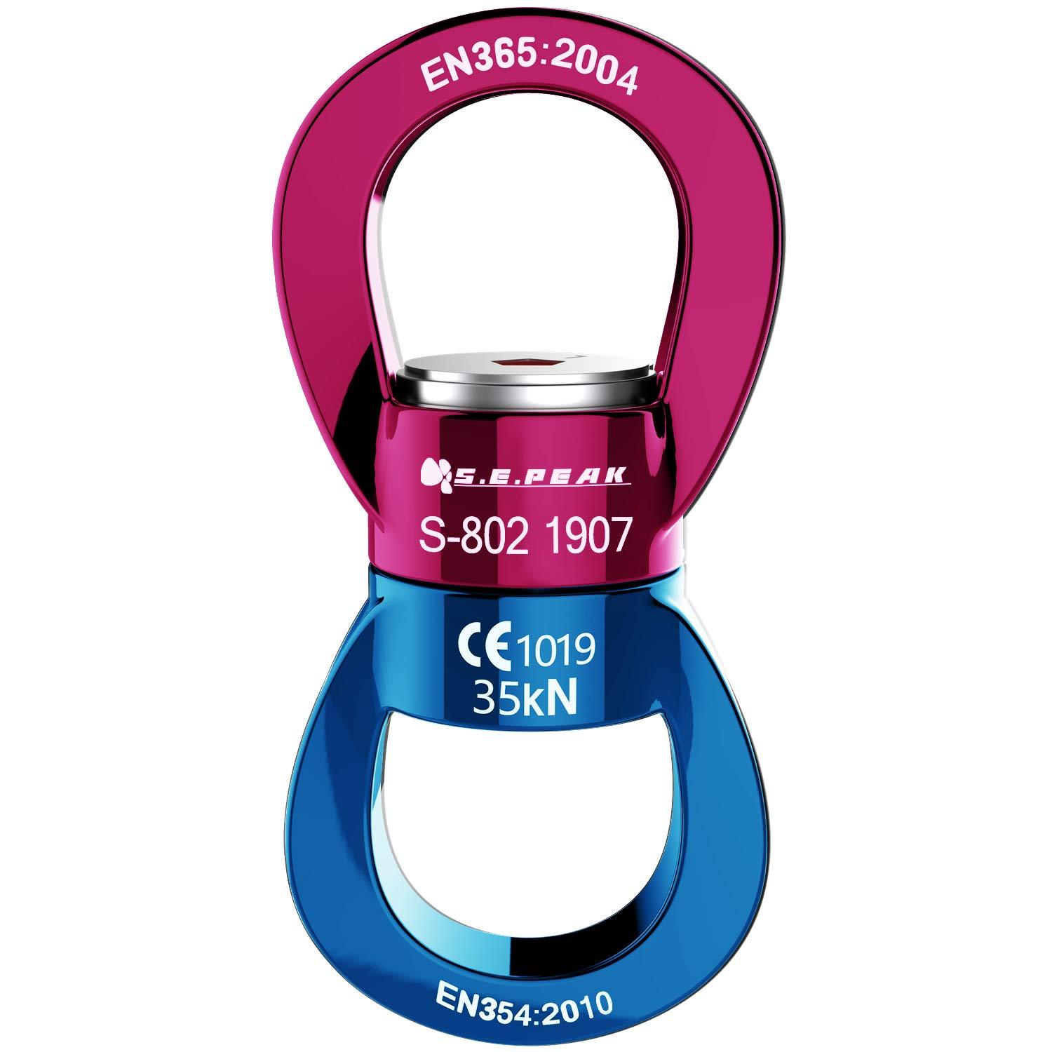 PROND PROND Swing Swivel 35kN Safest Rotational Device, Swing Spinner, Carabiner Swivel, Climbing Rope Swivels for Childrens Web Tree Swing Setting, Aerial Dance, Hanging Hammock (Blue Red)