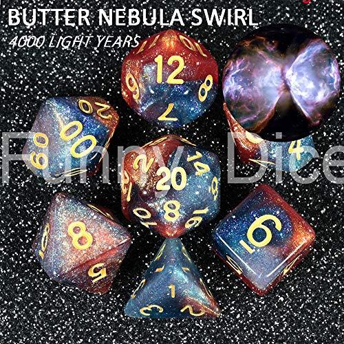 KAKDA-STORE KAKDA,Delicate Novelty Creative Universe Galaxy Dice7Pcs + Dice Box DND RPG Games Hobbies Presell Top Grade Gift - (Color: Cats Eye Nebula)