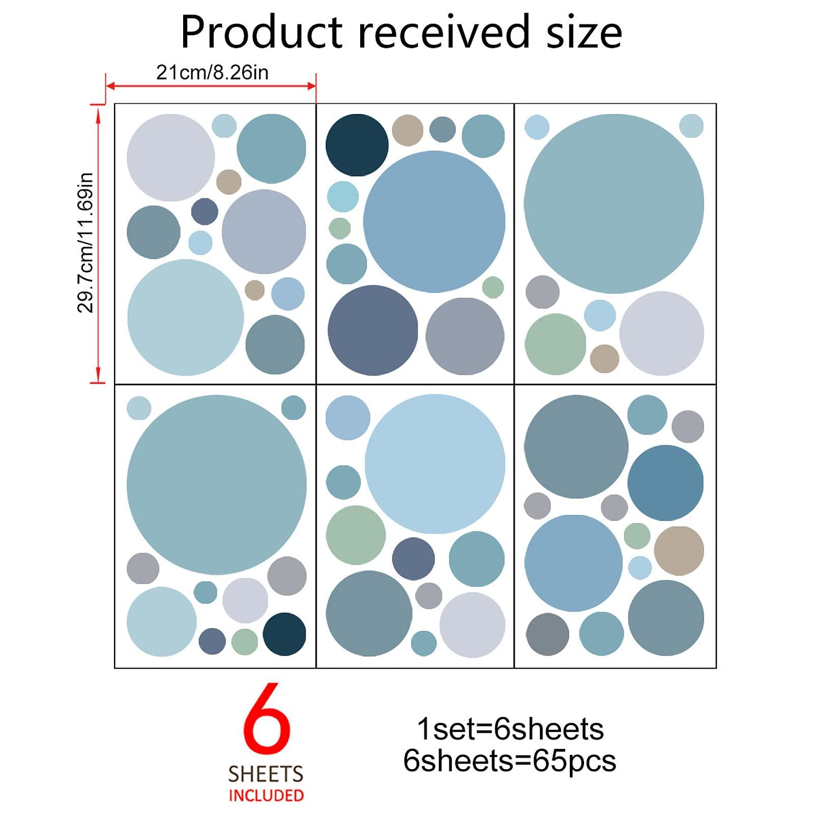 Yeysynana Polka Dot Wall Decals Colorful Circle Wall Stickers DIY Removable Peel and Stick Boho Cute Round Window Wall Decals for Kids Bedroom Nursery Classroom Home Decor (Blue-Grey)