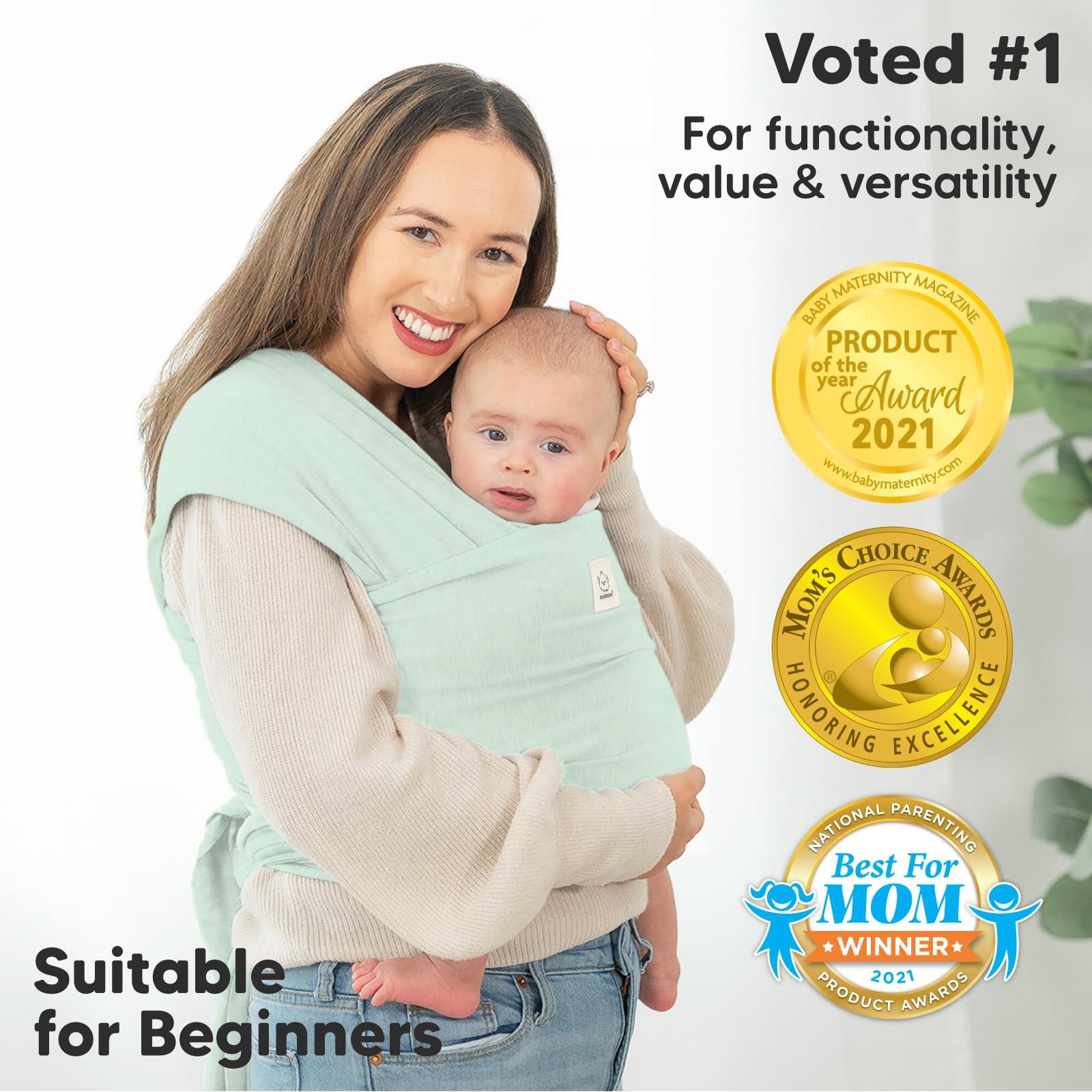 KeaBabies KeaBabies Baby Wrap Carrier - All in 1 Original Baby Carrier Newborn to Toddler Sling, Easy to Wear, Hands Free Bonding, Lightweight, Breathable Infant Wraps (Light Mint)