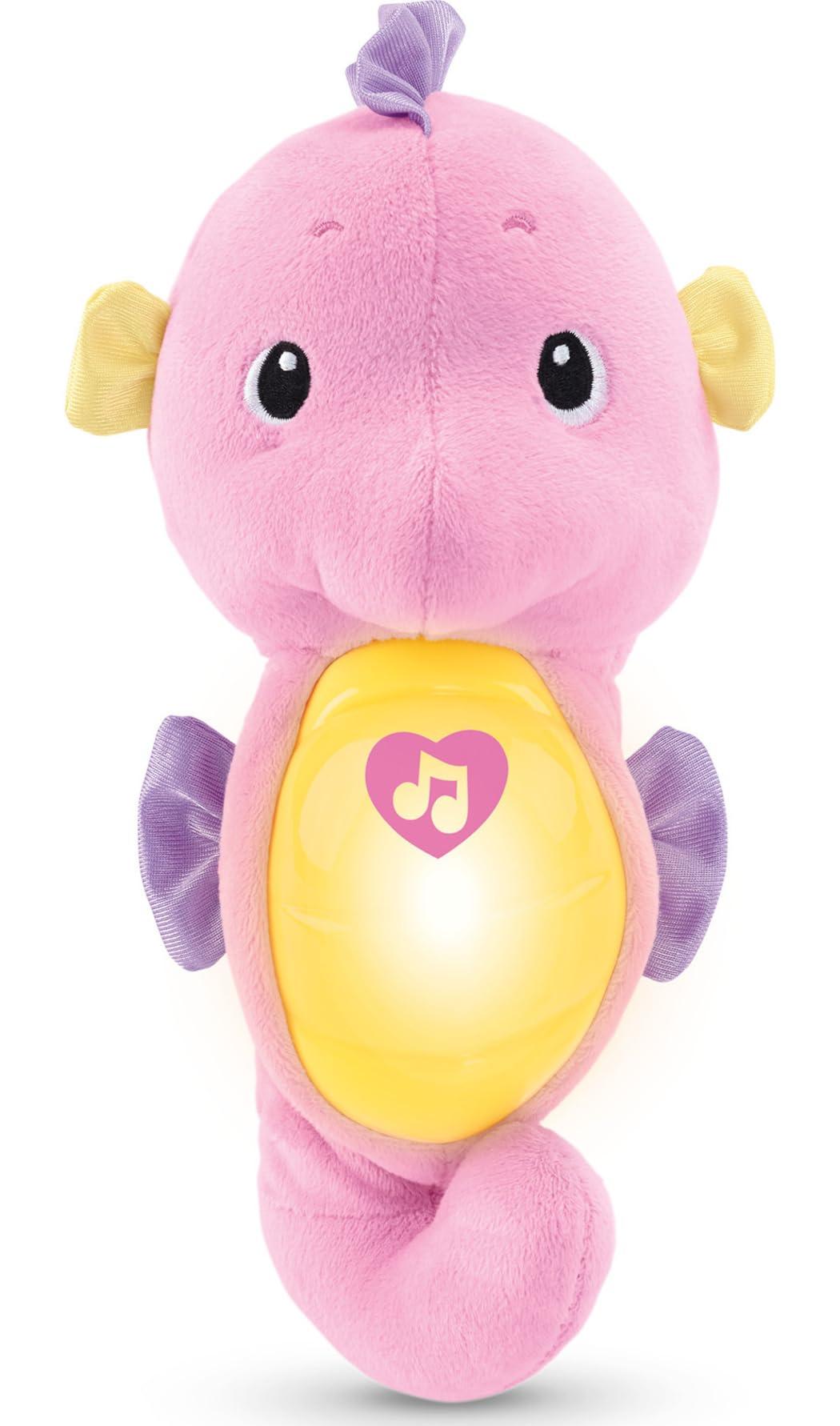Fisher-Price Fisher-Price Musical Baby Toy, Soothe & Glow Seahorse, Pink Plush Sound Machine with Lights & Volume Control for Newborns