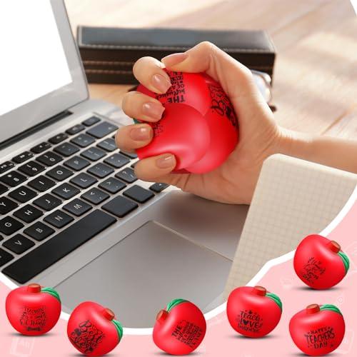 ShinyRelief ShinyRelief 120 Pcs Teacher Stress Relief Balls Thank You Stress Balls Bulk Squeeze Foam Soft Apple Shaped Teacher Appreciation Stress Balls Motivate Encourage Toys for Teacher's Day Gifts