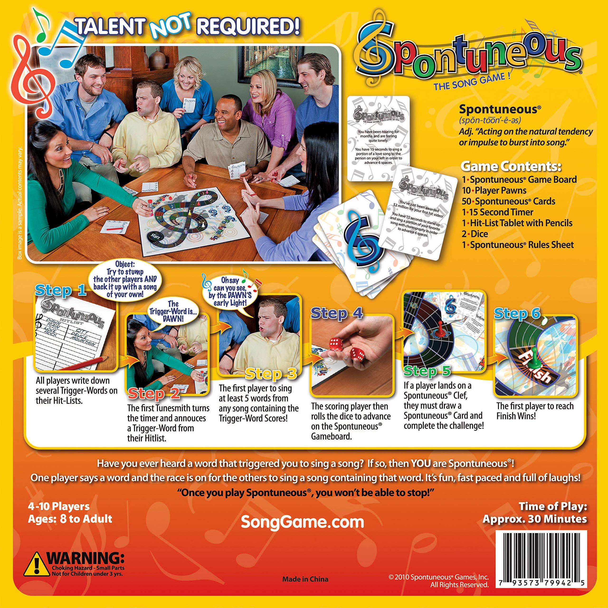 Spontuneous Spontuneous - The Song Game - Sing It or Shout It - Talent NOT Required - Family Party Board Game…