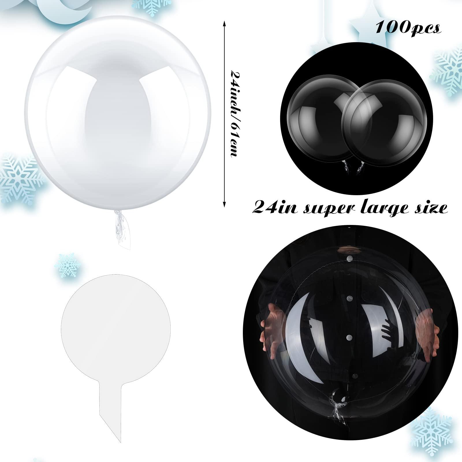 Chivao 100 Pcs Clear Bobo Balloons Large Transparent Stuffing Balloons Pre Stretched Latex Balloons for Christmas Wedding Birthday Party Decorations (24 Inches)