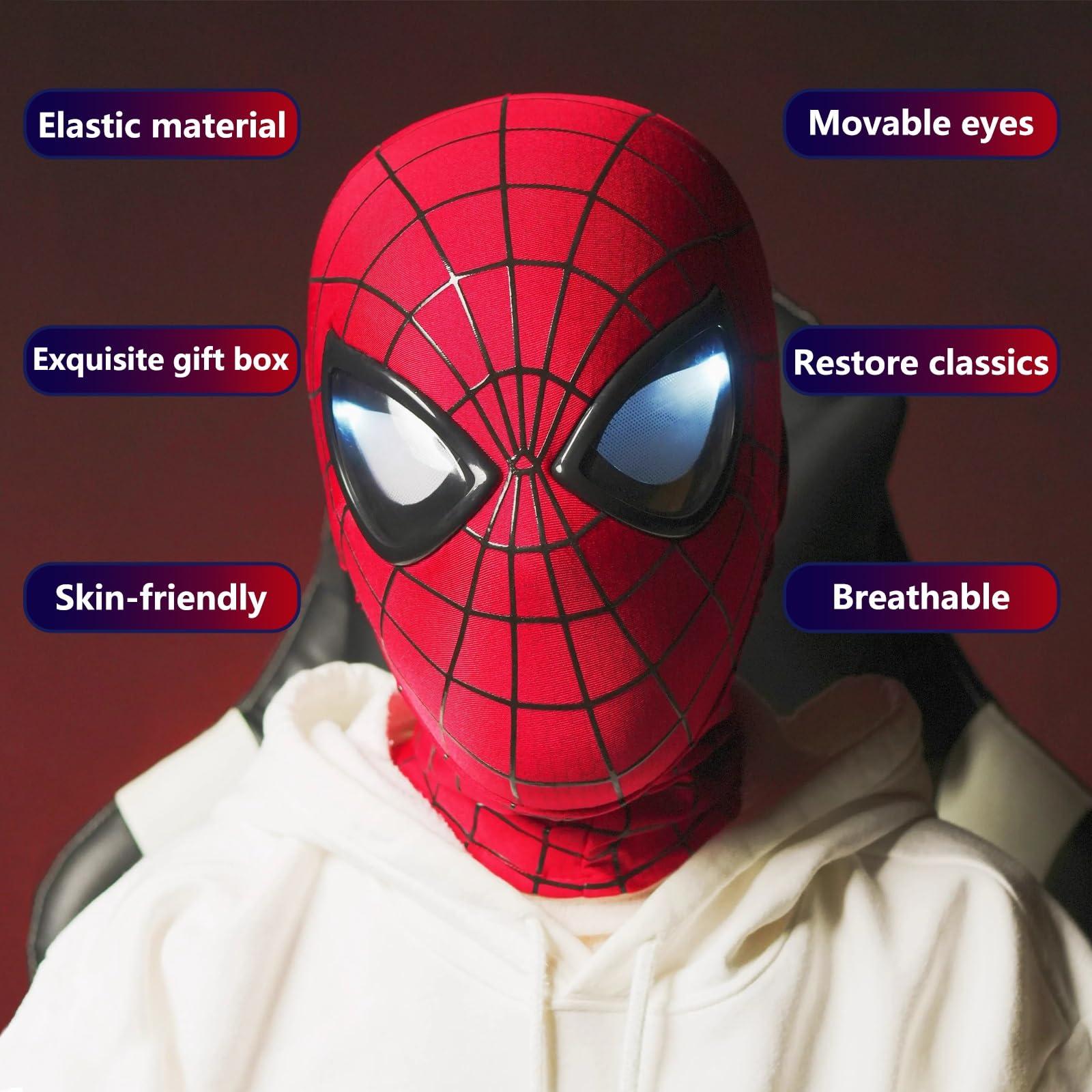Tarrshiney Tarrshiney Amazing Spider Hero Mask Movable Mechanical Light up Eyes With Remote Control Super Hero Full Mask Moving Lenses Cosplay Wearable Prop Mask Homecoming Mask For Gift.