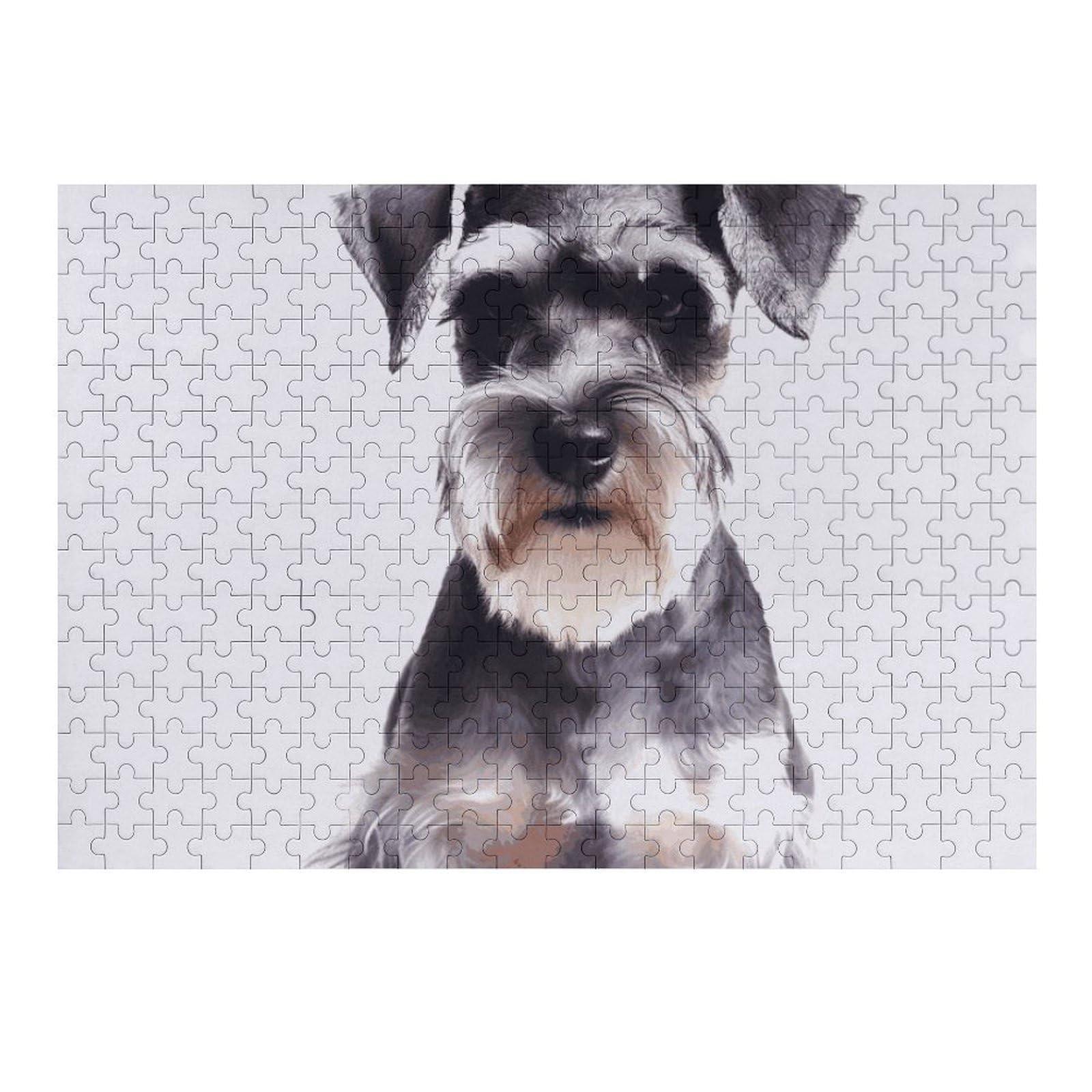 OURTEV Picture Puzzles for Adults 300 Pieces Jigsaw Puzzle Well-Behaved Schnauzer Personalized Puzzle Challenging Game Puzzle with Letters on Back Perfect for Game Nights