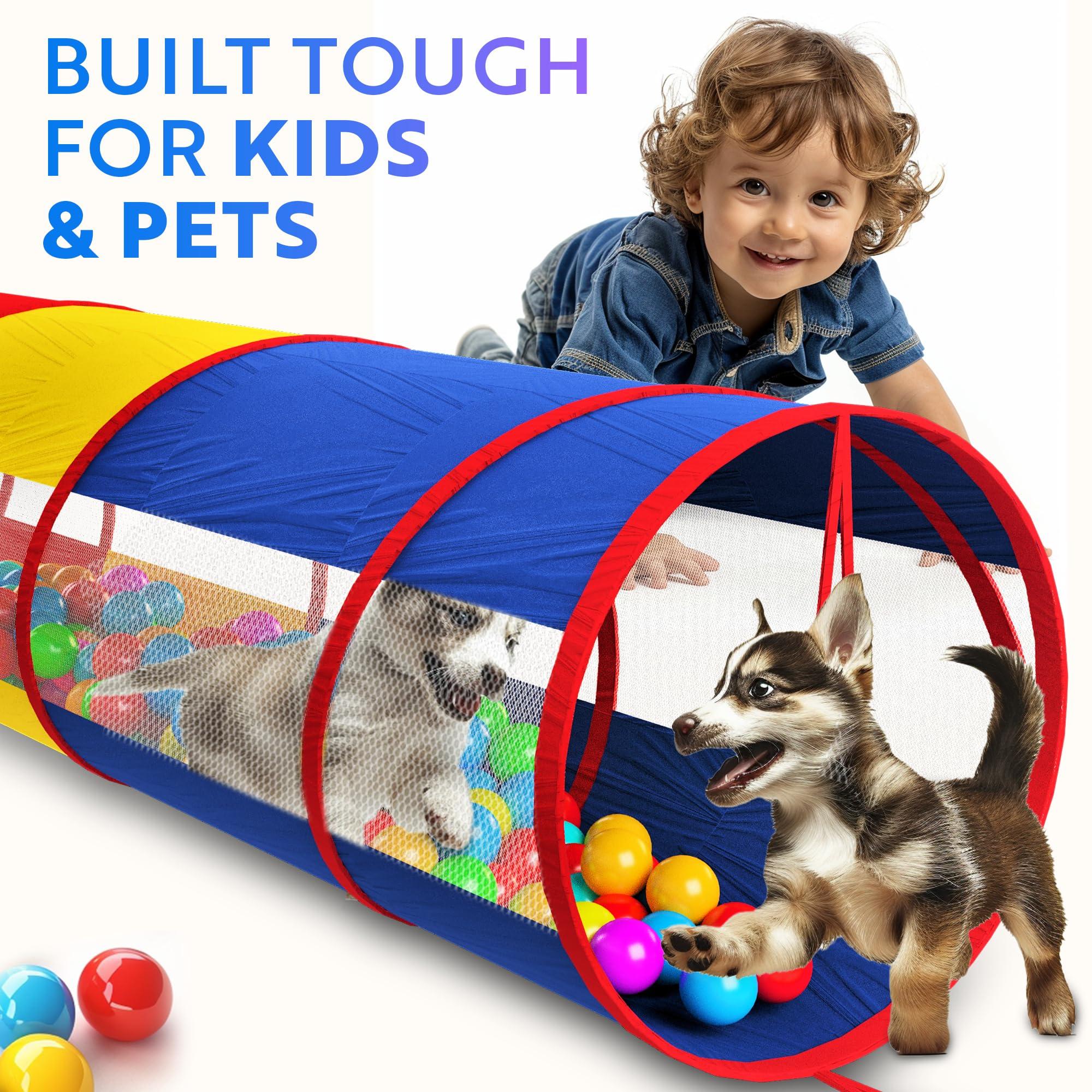 Playz Playz Extra-Large Play Tunnel for Toddlers 1-3 Years Pop-Up Baby Crawl Tube, Sensory Activity, Indoor & Outdoor Kids Toy, Collapsible for Easy Storage