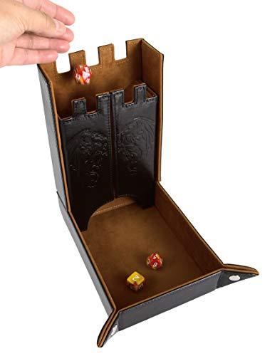 Forged Dice Co. Forged Dice Co. Draco Castle Foldable Dice Tray and Dice Tower - Foldable DND Dice Tray and Dice Rolling Tray Tower - Perfect for Dungeons and Dragons RPG and Tabletop Gaming - Brown