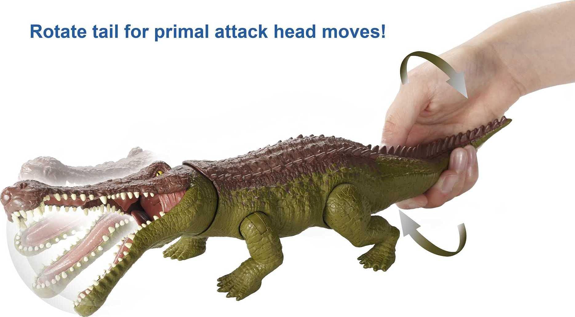 Jurassic World Toys Mattel Jurassic World Massive Biters Sarcosuchus Dinosaur Action Figure Toy, Posable Large Species, Strike & Chomp Motion