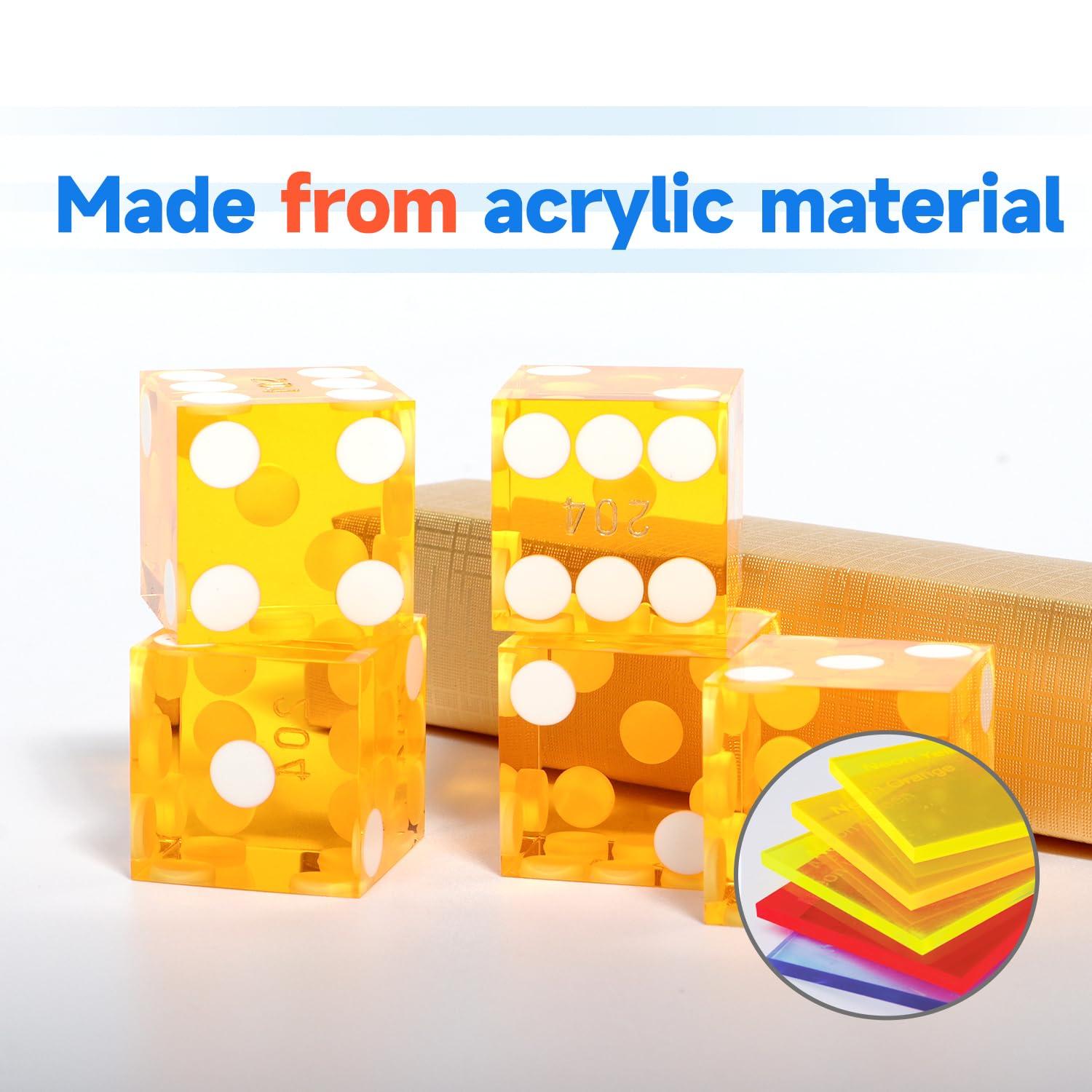 GSE Games & Sports Expert GSE Games & Sports Expert AAA Grade 19 mm Pro Vegas Casino Style Craps Dice Set of 25 with Razor Sharp Edges & Matching Serialized Numbers for RPG, Dice Stacking, Yahtzee Dice Games - Yellow