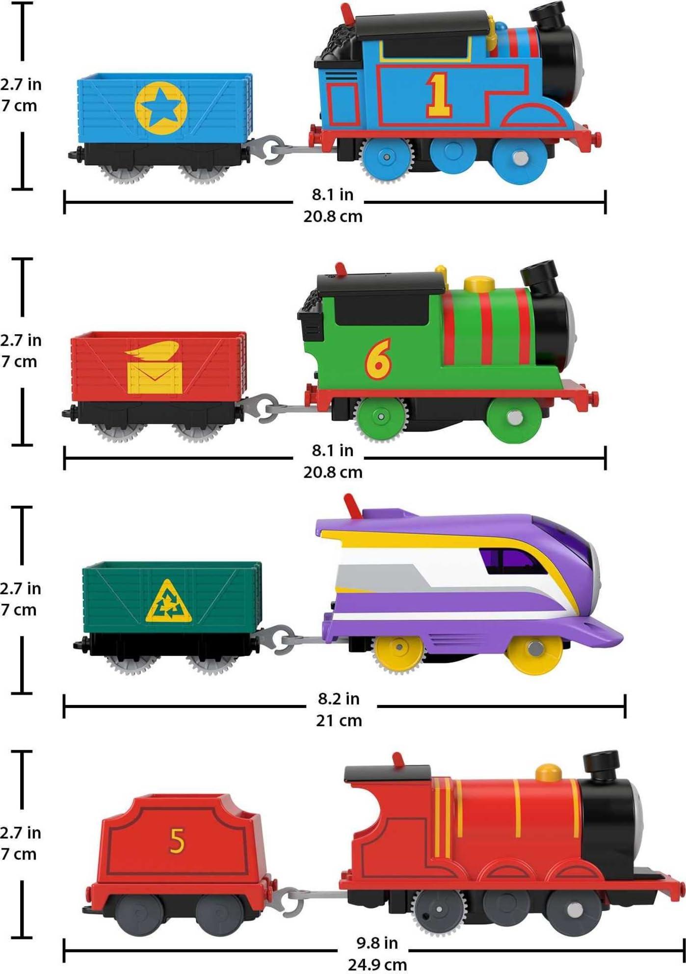 Thomas & Friends Thomas & Friends Motorized Toy Trains Set of 4 Engines, Thomas Percy Kana & James for Preschool Pretend Play Kids Ages 3+ Years