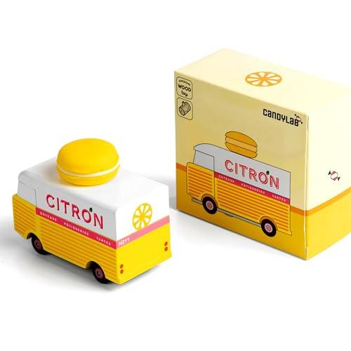 CANDYCAR Candylab Toys CANDYCAR Wooden Food Truck Collection - Citron Macaron Van, Premium Handcrafted Beech Wood Toy Car