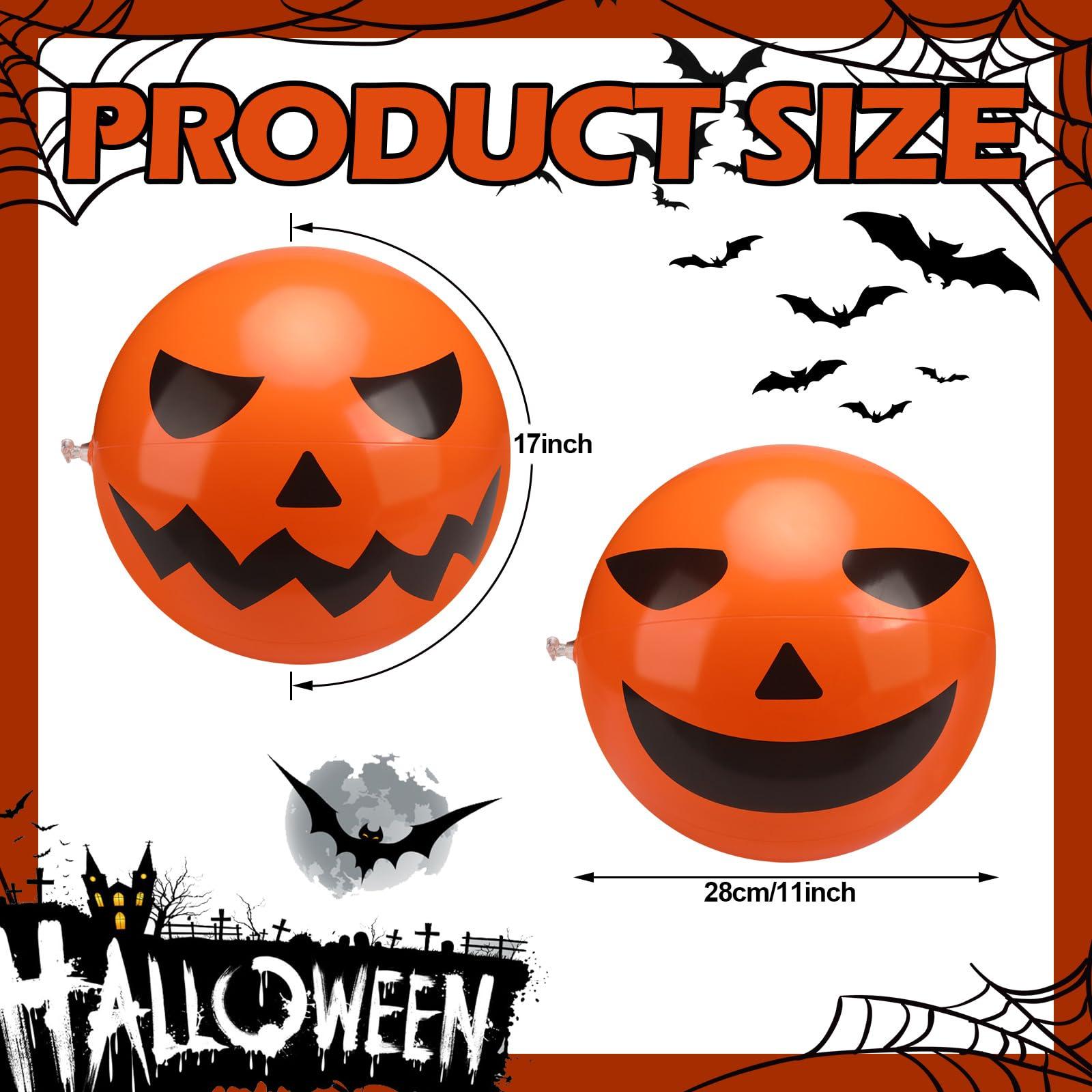 Wettarn Wettarn 12 Pcs Halloween Pumpkin Beach Balls Bulk Halloween Inflatable Plastic Jack O Lantern Party Decoration Halloween Blow up Props for Halloween Carnival Prizes