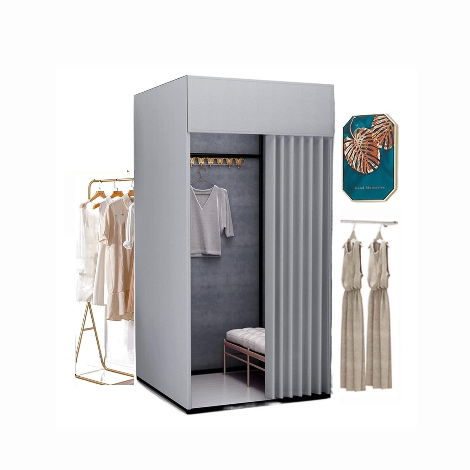 YXYECEIPENO Portable Changing Room, Room Dividersportable Dressing Room Easy-to-move Cloakroom To Showcase Dressing DIY Makeshift Fitting Room With Blackout Curtains And Hooks ( Color : D , Size : 100x80200cm )