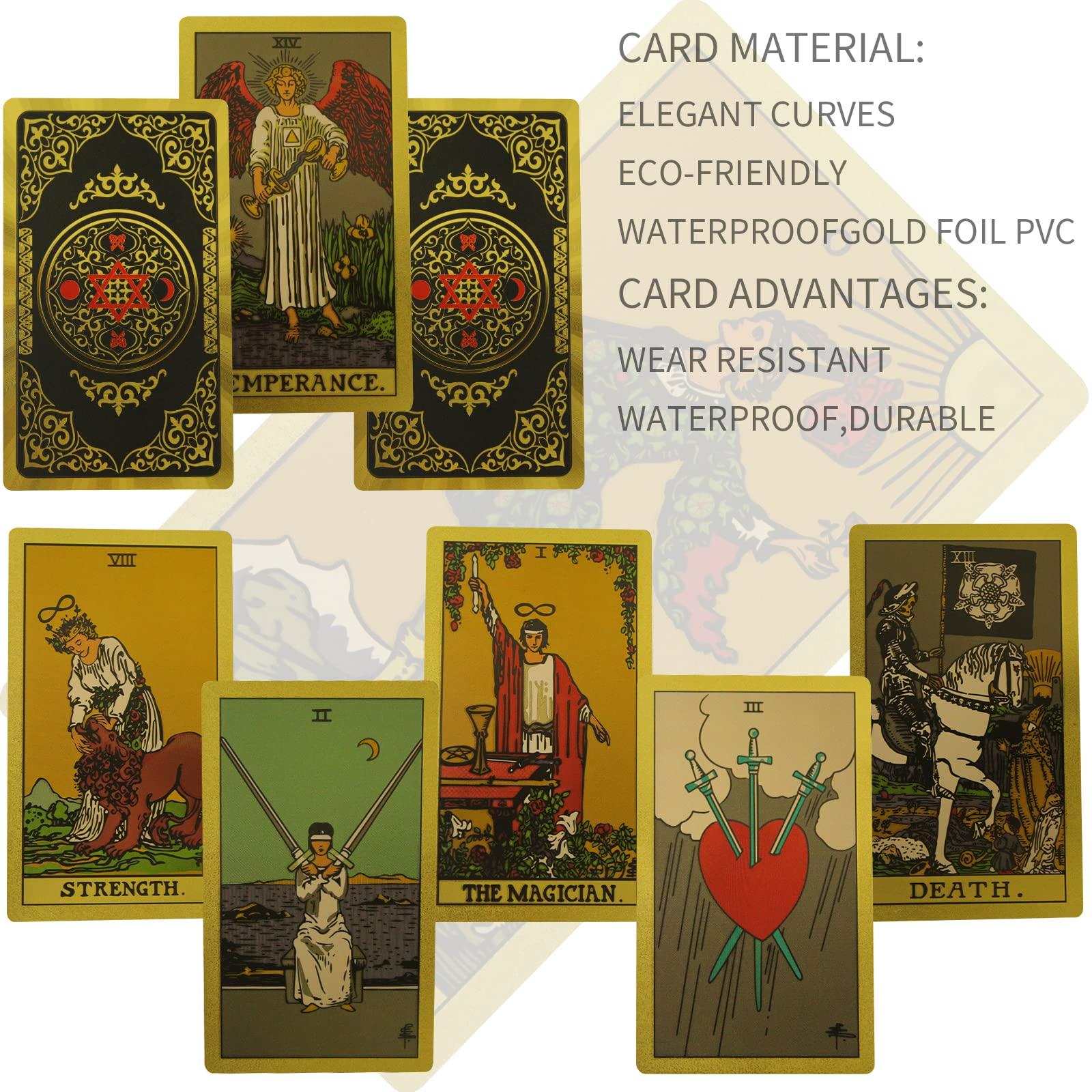 IXIGER IXIGER Tarot Cards,78 Tarot Deck Cards,Tarot Cards for Beginners,Tarot Cards with Guide Book,Fortune Telling Cards Game,Black Gold Tarot Deck Storage Box