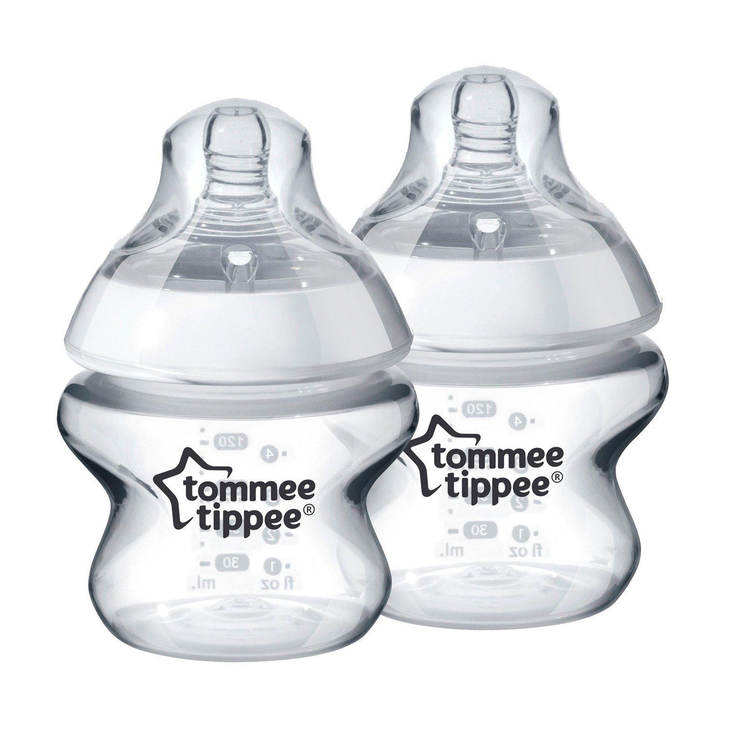 Tommee Tippee Tommee Tippee Closer to Nature Baby Bottle, Anti-Colic Valve, Breast-Like Nipple for Natural Latch, BPA-Free - Extra Slow Flow, 5 Ounce (2 Count) (Pack of 2)