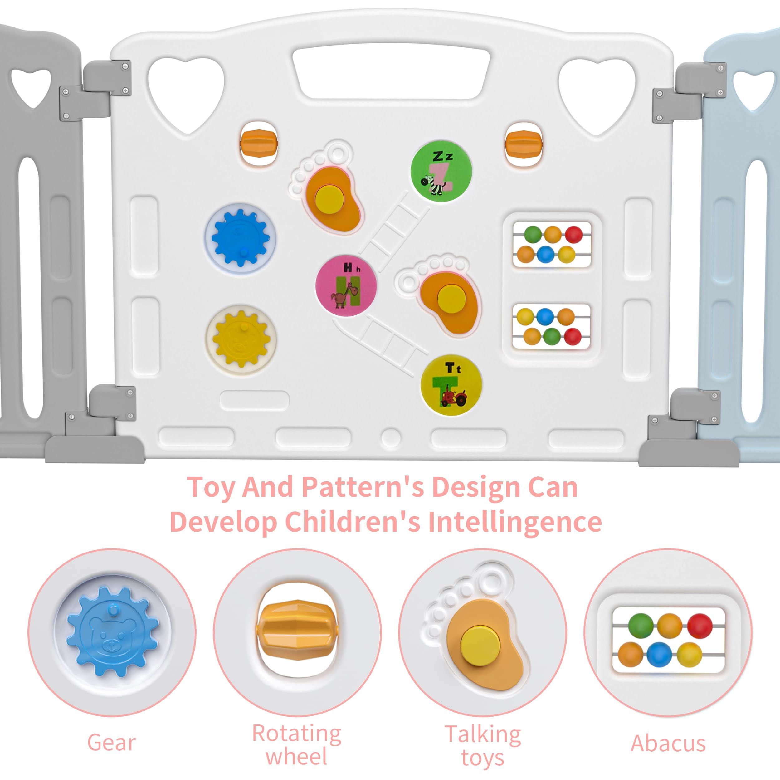 Gupamiga Baby Playpen Kids Activity Centre Safety Play Yard Home Indoor Outdoor New Pen (multicolour) (White) (Macarons Classic Set 14 Panel)