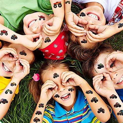 JHGKHH 20 Sheets Monster Truck Temporary Tattoos for Kids, Monster Truck Party Supplies Decorations Cool Car Fake Tattoos Sticker Monster Truck Party Favors for Kids Boys Girls Teens Party Game Gifts