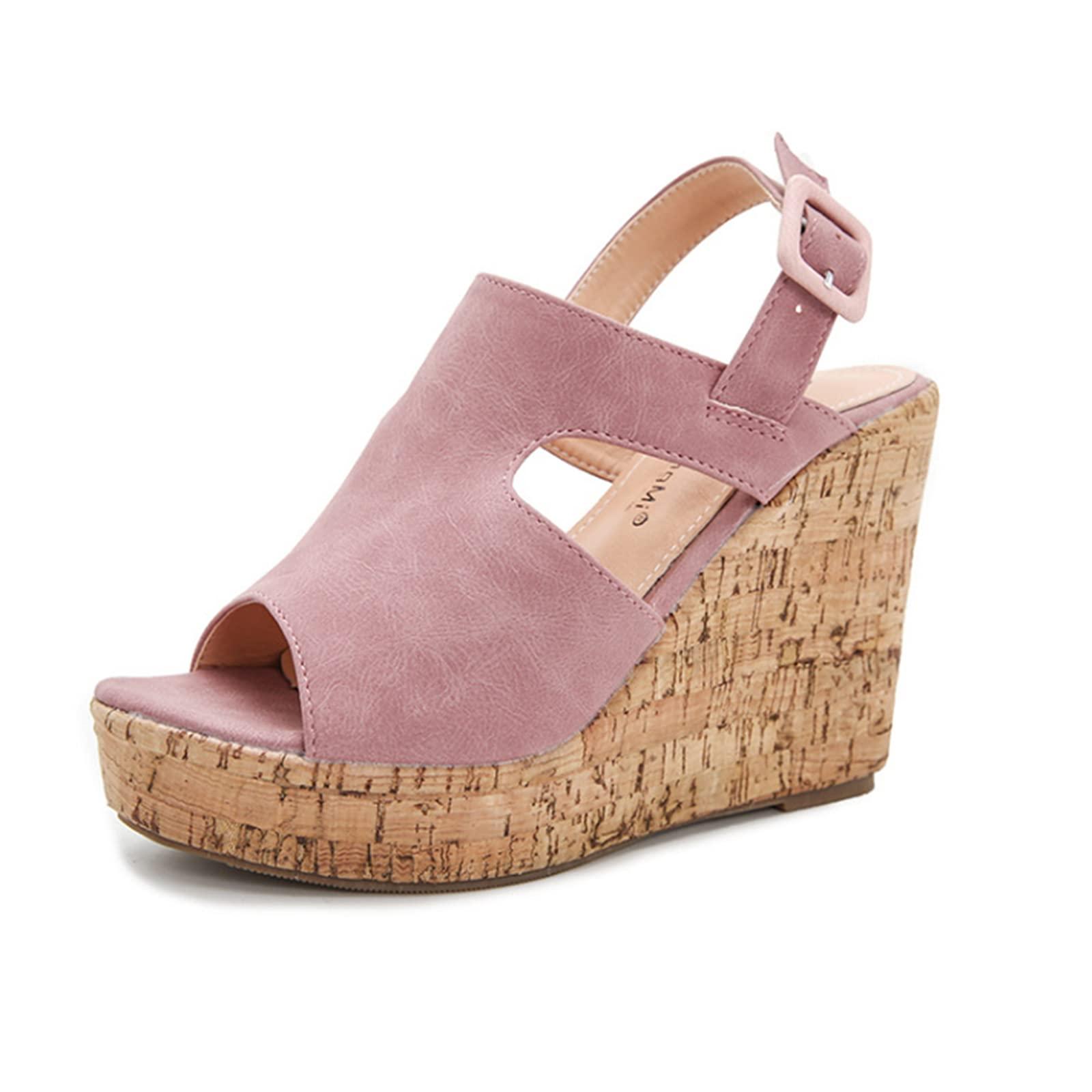ZBYY ZBYY Women's Platform Sandals Open Toe Buckle Ankle Strap Chunky Platform Sandals Espadrille Gladiator Wedge Sandal