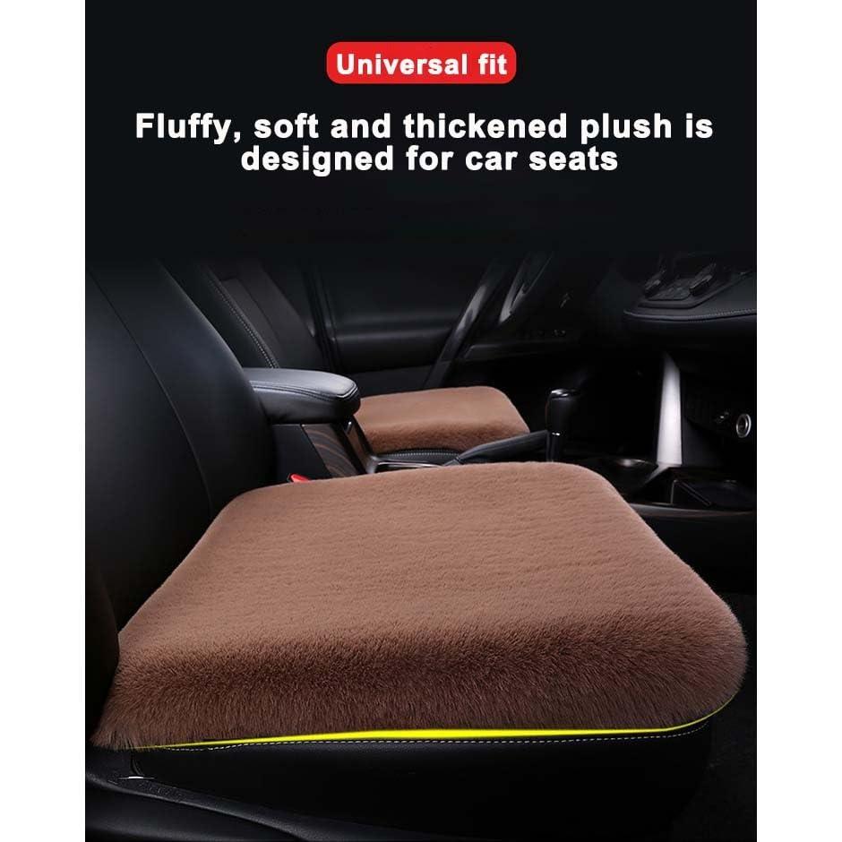 AISAIMOUT Carseatcover Faux Fur Protector Suitable 3 Piece Set Universal Front Rear Fluffy Car Seat Cover Winter Plush Automotive Carseatcover Faux Fur Protector Suitable for Cars, Vans, MPV's SUV' ( Color : Bu