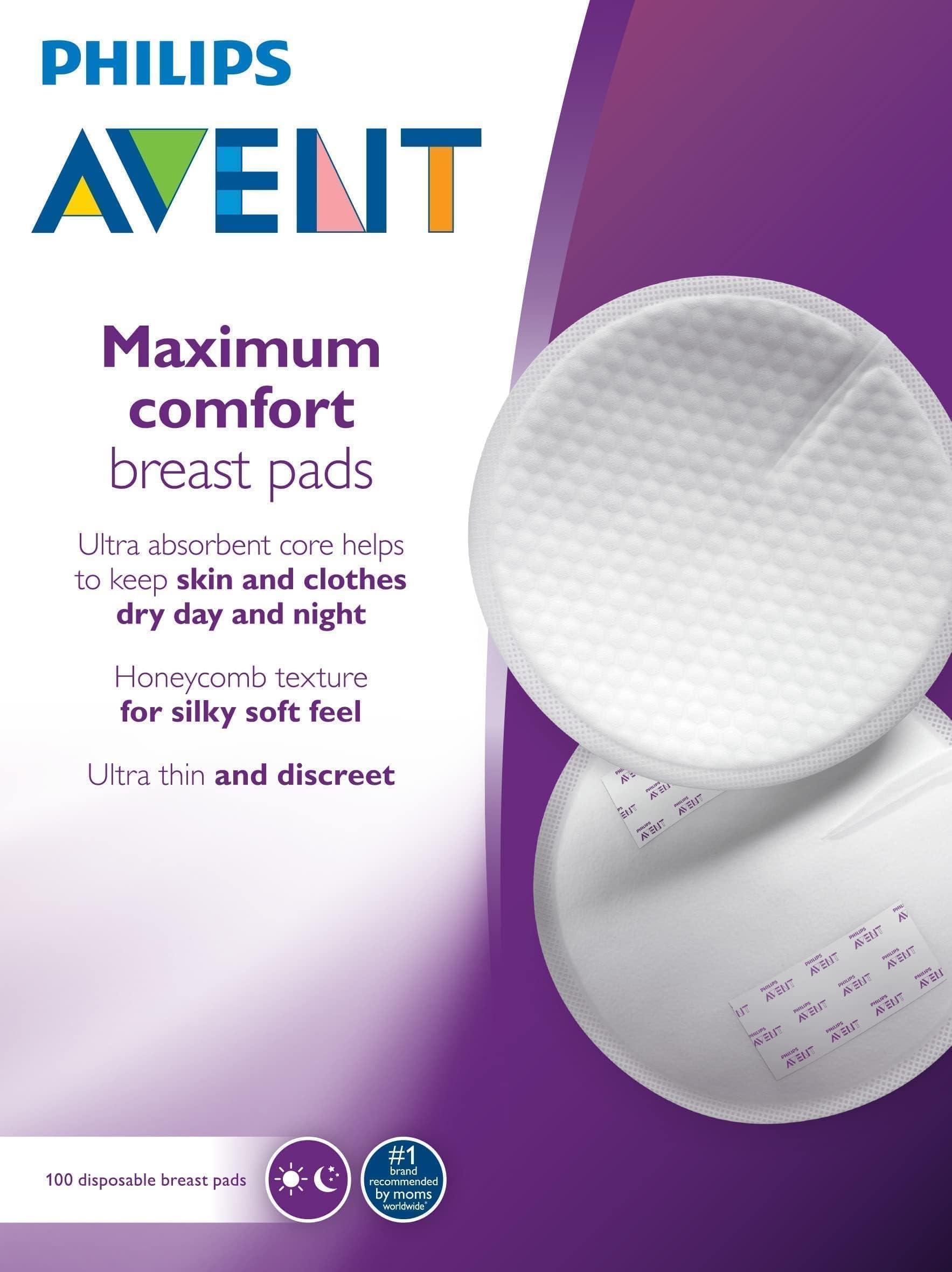 Philips AVENT Philips AVENT, Disposable Breast Pads, White, 100 Count, SCF254/13 (Pack of 2)