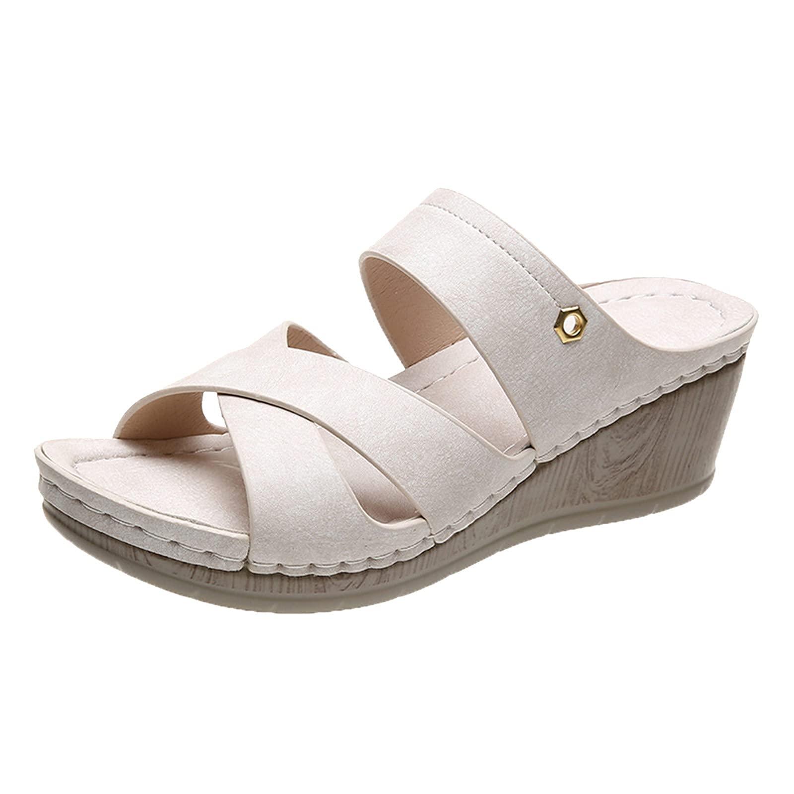 ZBYY ZBYY Women's Platform Sandals,Summer Criss Cross Open Toe Beach Wedge Sandals Comfortable Slip On Flatform Slides