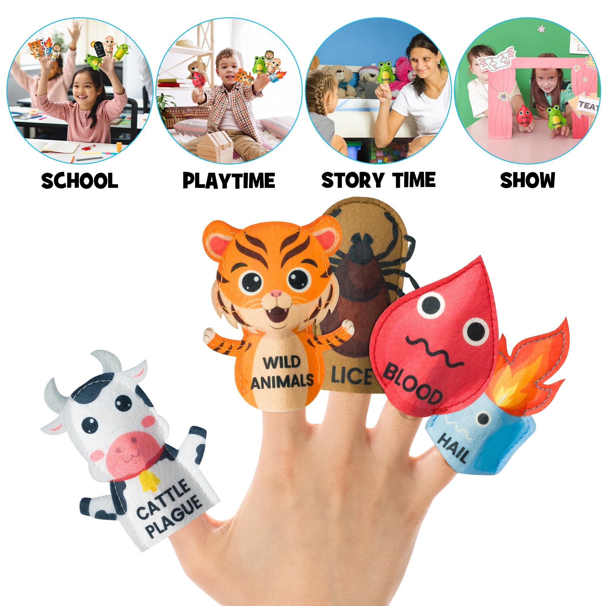 COcnny COcnny Passover Plague Finger Puppets - 30pcs Ten Plagues Felt Finger Puppet Making Kit for Kids, Make Your Own Hand Tosys for Jewish Pesach Seder, Passover Toy Party Supplies (10 Styles)