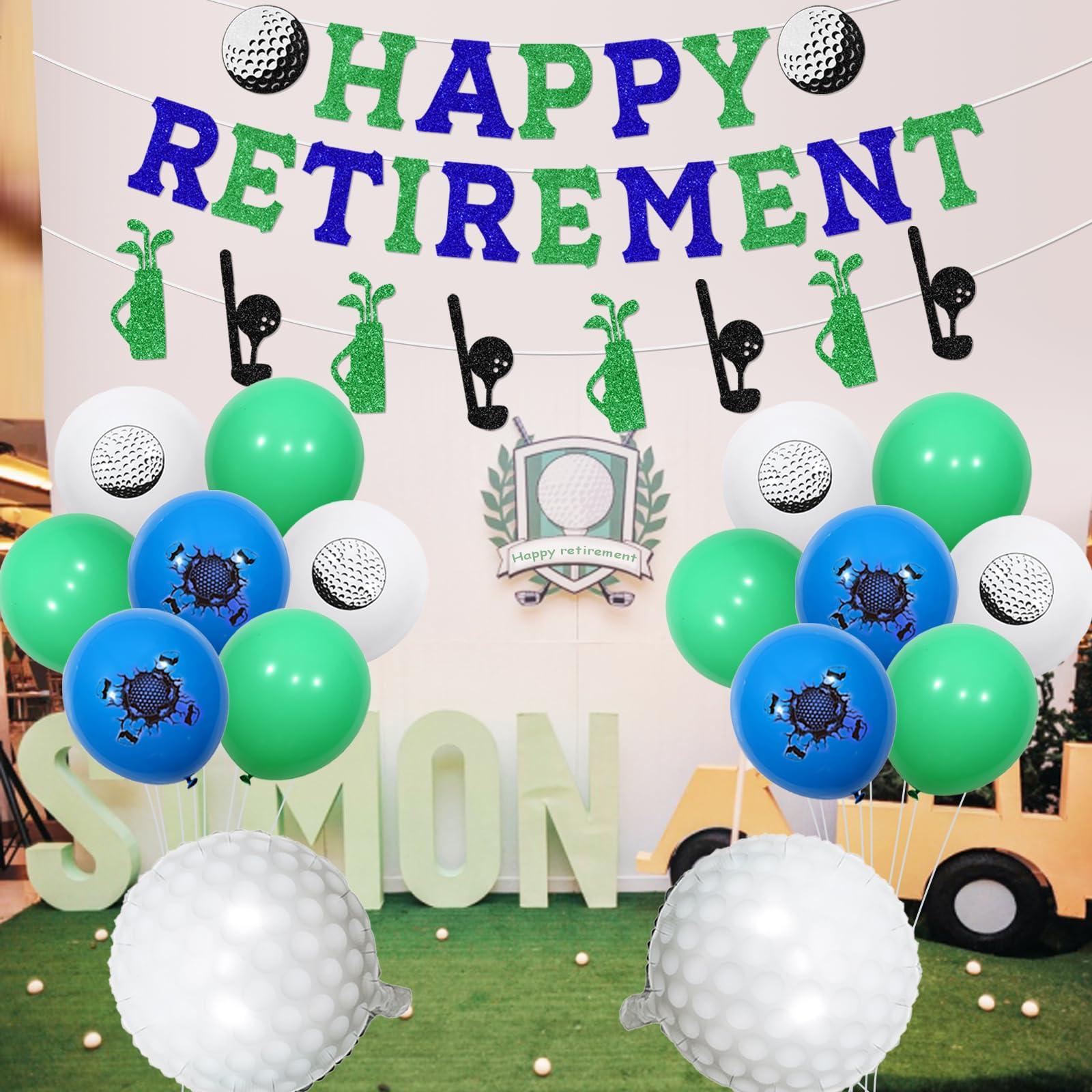 Sursurprise Golf Themed Retirement Party Decorations, Golf Happy Retirement Banner Garland Cake Topper Balloons for Men Retirement Par Tee Decorations Golf Party Supplies
