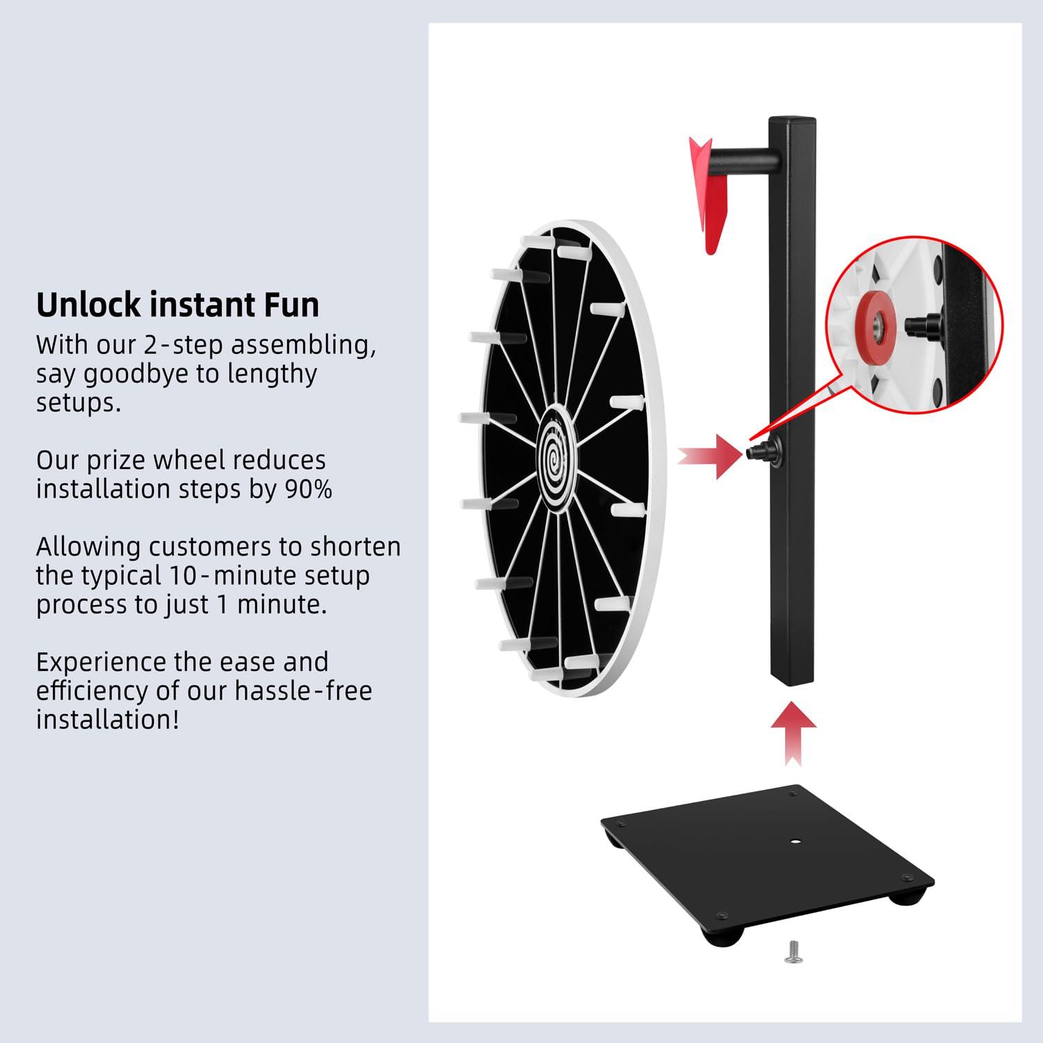 Pionites Pionites 12 Inch 14 Slots Prize Wheel Tabletop or Wall Mount Fortune Spin with Dry Erase Marker and Eraser for Engaging Home Parties, Trade Show, Carnival Events (12\'\' Black)