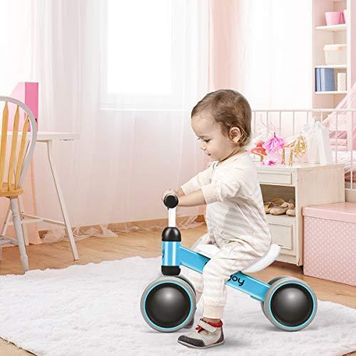 BABY JOY Baby Joy Baby Balance Bikes, Baby Bicycle, Children Walker Toddler Baby Ride Toys for 9-24 Months, Ride-on Toys Gifts Indoor Outdoor for 1 Year Old, No Pedal Infant 4 Wheels Bike (Blue)