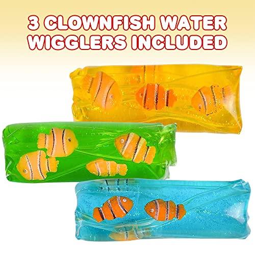 ArtCreativity ArtCreativity Clownfish Water Wigglers, Set of 3, Fidget Toys for Kids with Clown Fish Figurines and Glitter Inside, Stress Relief Toys for Boys and Girls, Unique Party Favors for Children