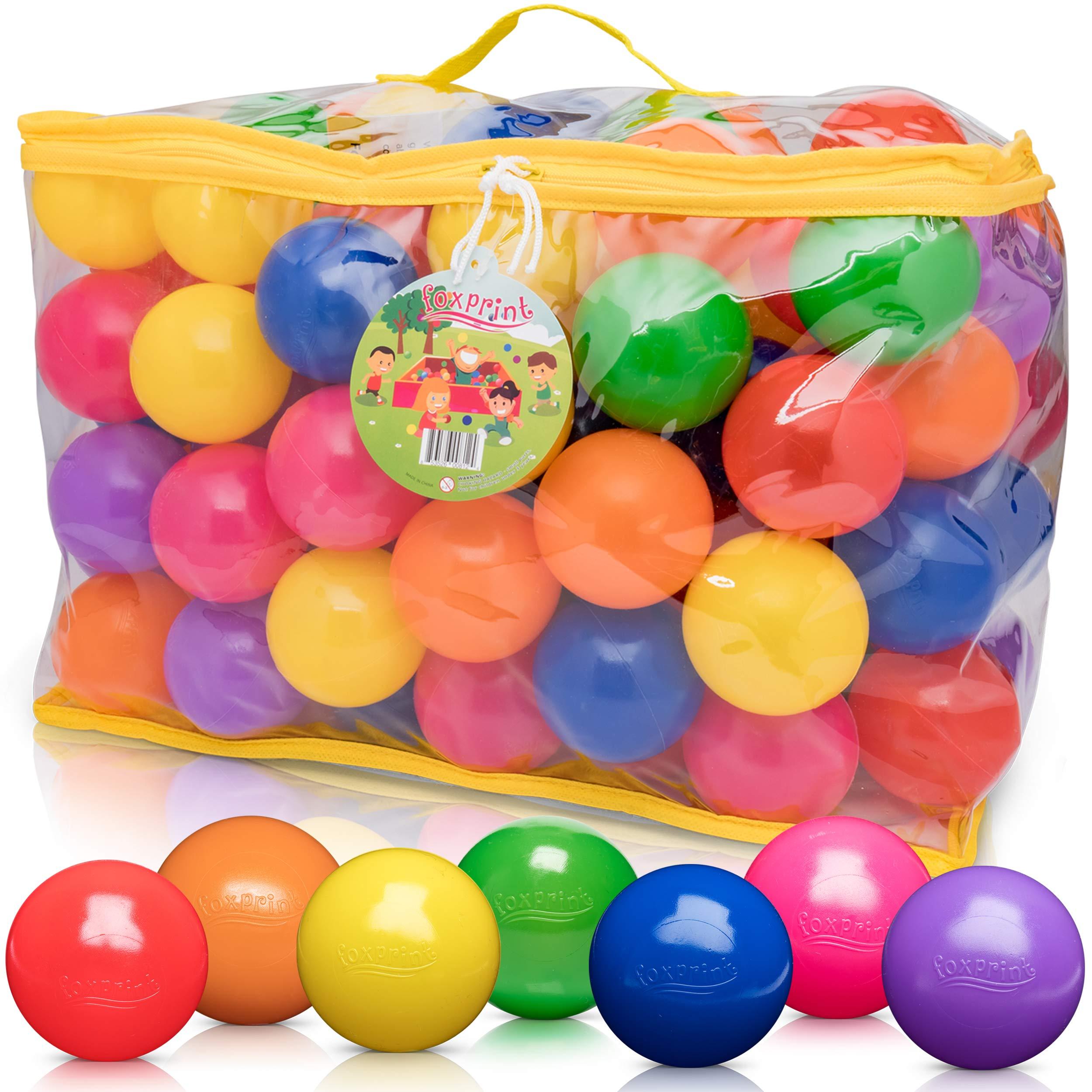 FoxPrint FoxPrint balls-88 Soft Plastic Kids Play Balls Non Toxic, 100 Phthalate & Bpa Free - Crush Proof & No Sharp Edges; Ideal for Baby or Toddler Ball Pit, Kiddie Pool, Indoor Playpen & Parties, 100 Balls