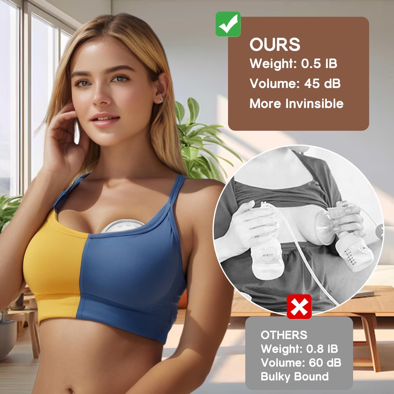 PAISHENKEJI Electric Breast Pump Hands Free - Wearable Breastfeeding Pump Wireless Breast Pump with Smart Display Portable Pump of 4 Modes &12 Levels Low Noise 19/21mm Flange