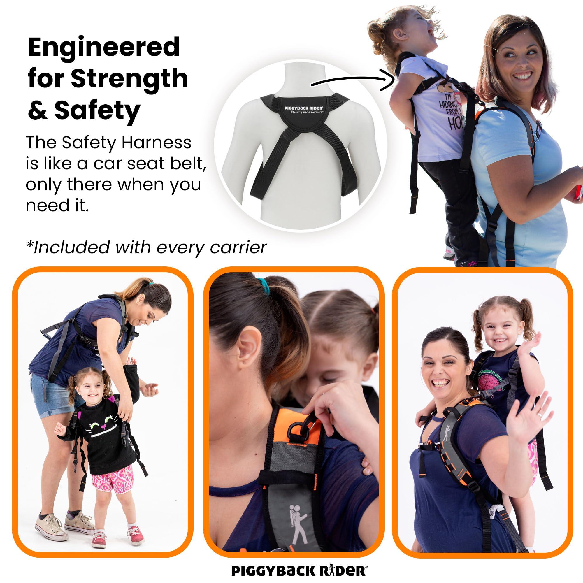 Piggyback Rider Piggyback SCOUT Standing Toddler Carrier Backpack - 2-Piece Bundle for Hiking & Travel with Secure Child Safety Harness Included - For Ages 2-4 (Under 50 lbs) - No Accessories Included