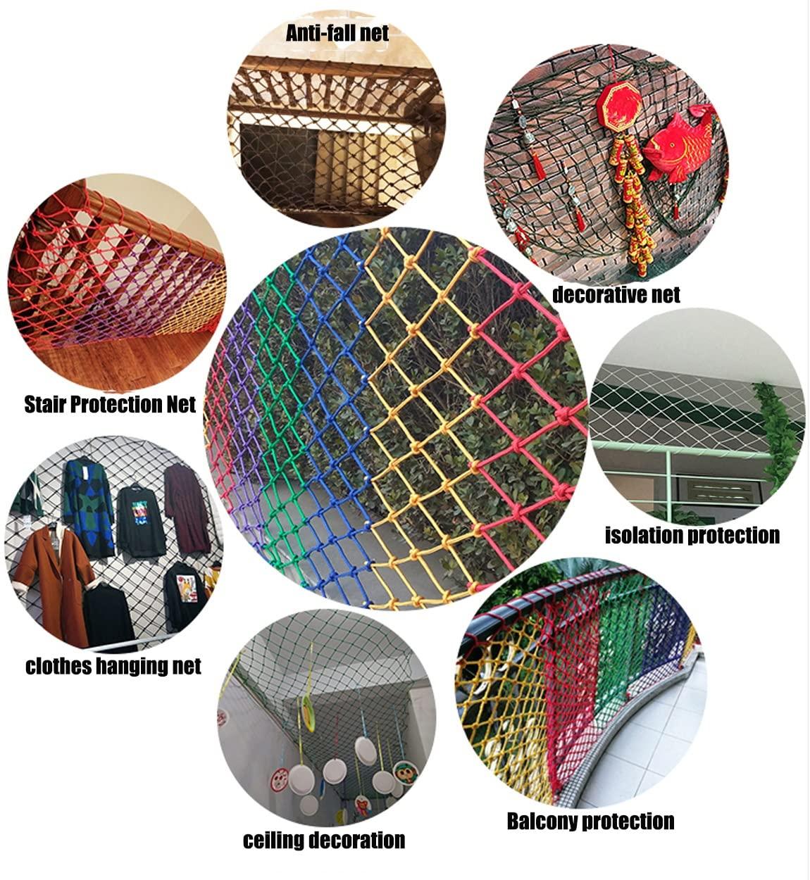 buihdeu Nylon rope net Safety Net Fall Prevention Net Outdoor Decoration Net Safety Net Children's Stairs Balcony Fall Prevention Net Garden Playground Orange Decoration Net Restaurant Ceiling Net Pet Net(1x2