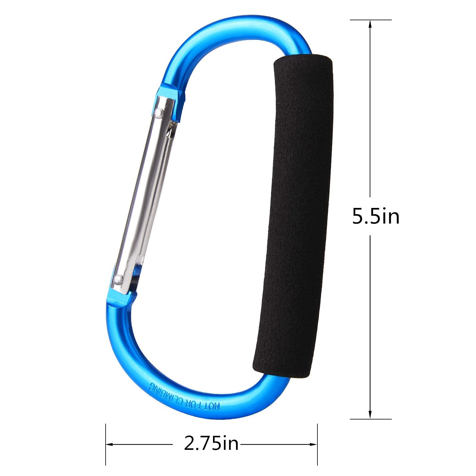 sansheng sansheng 4 Pack Large Carabiner 5.5" D Style Click and Carry Bag Carrier Stroller Hooks(Light Blue and Rose red)