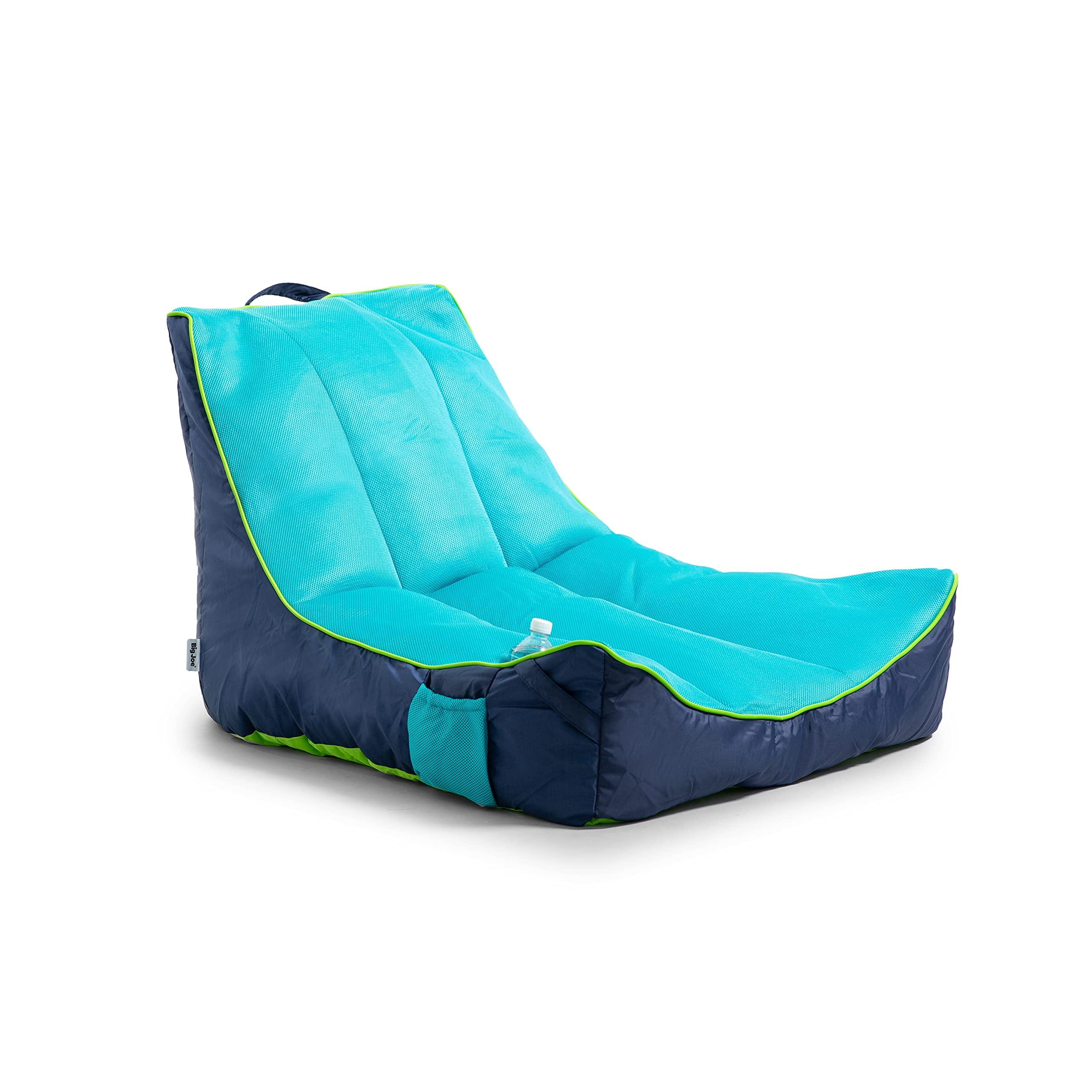 Big Joe Big Joe Captain's Float No Inflation Needed Pool Lounger with Drink Holder, Navy/Aqua Mesh, Quick Draining Fabric, 3 feet