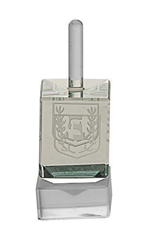 Copa Judaica Crystal Pale Green Dreidel - Collectible - Etched Hebrew Letters-by Copa Judqaica