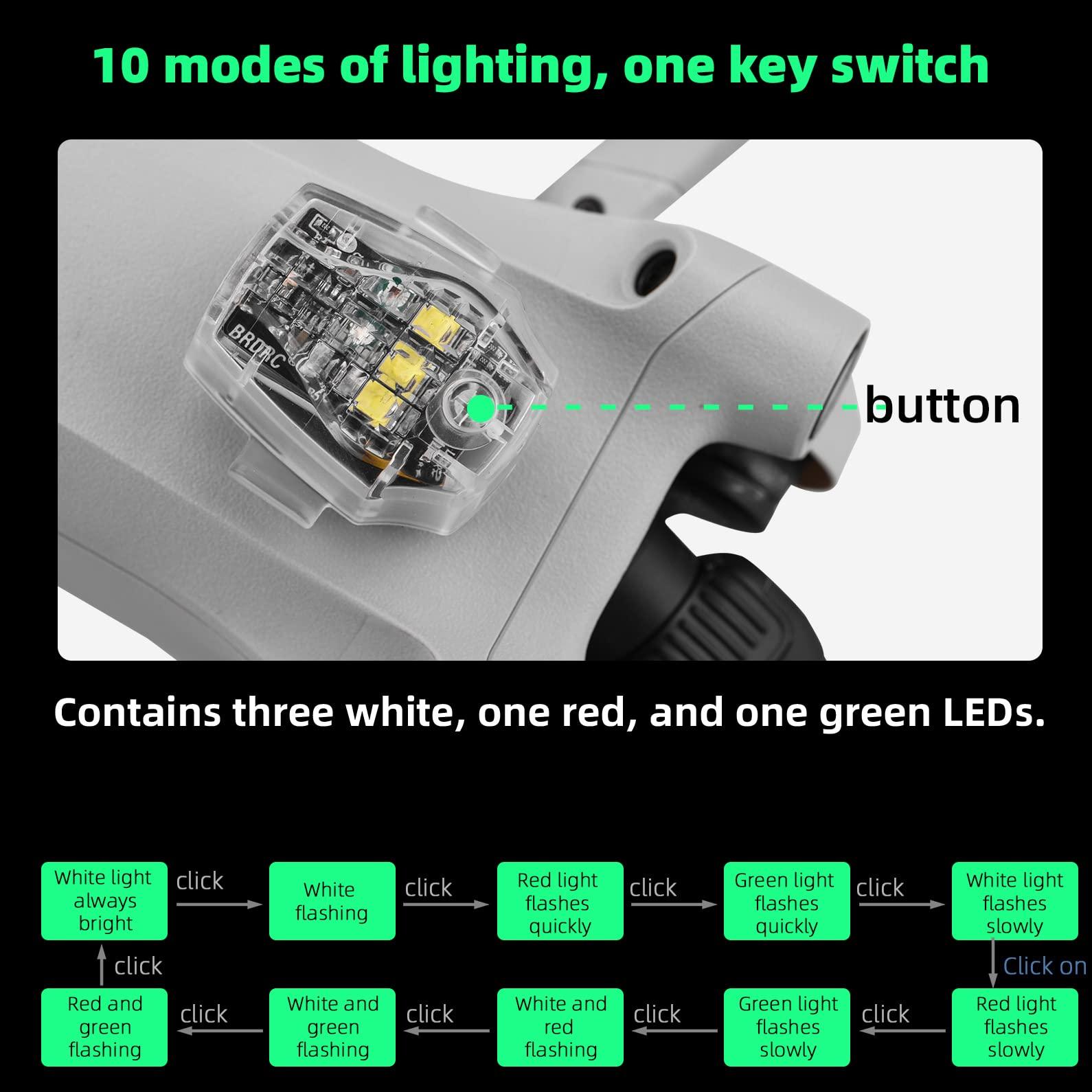 HeiyRC HeiyRC Mini 3 Pro Drone Strobe Light for DJI Air 3S 2S Mini 4K Avata 2 Neo Mini 4 Pro Mavic Mini 2 SE Mavic 3 Classic Accessory,Night Flight FAA Anti Collision Rechargable Led Lamp