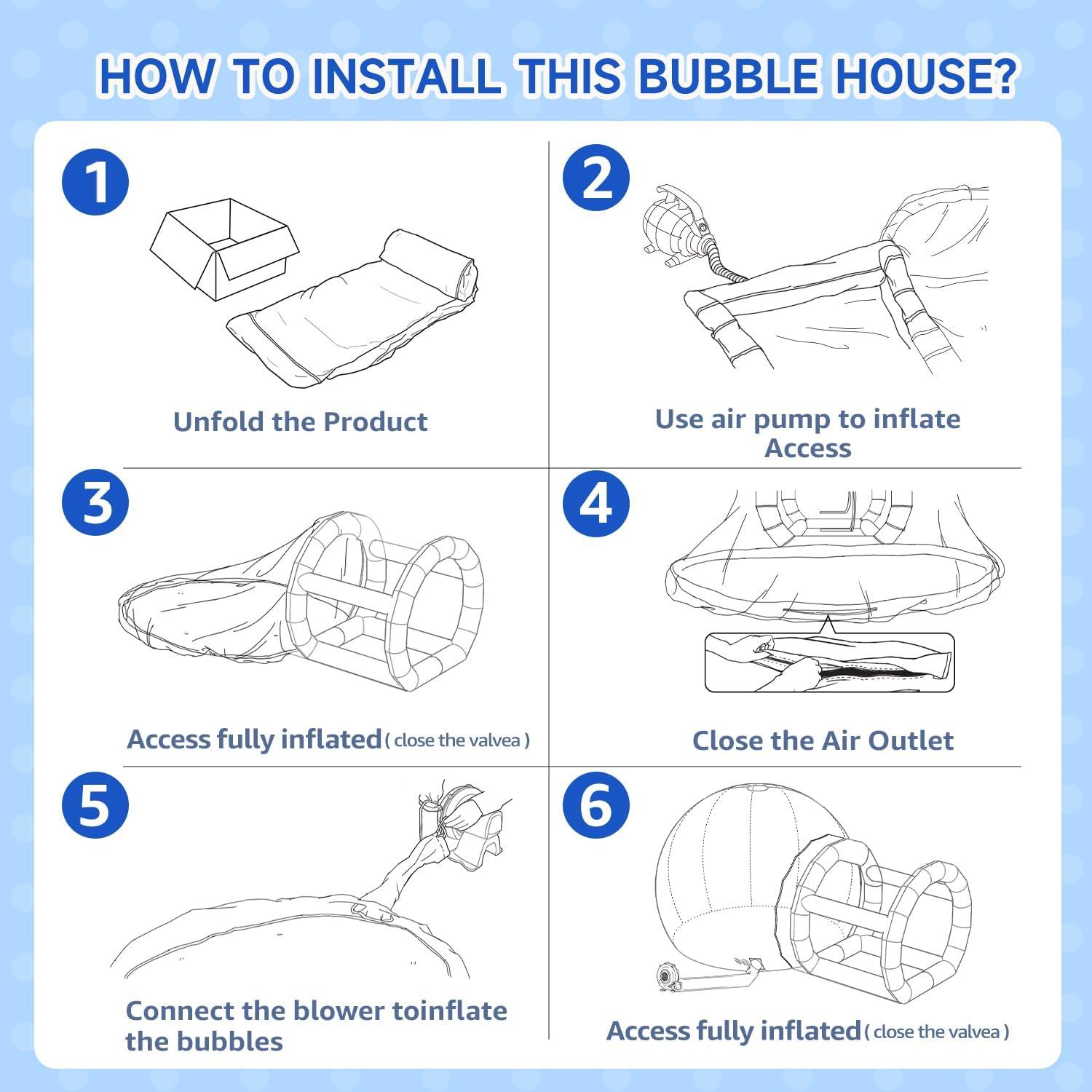 EJIA Inflatable Bubble House for Kids, Clear Inflatable Bubble Dome Tent with 680W Blower & Pump,Transparent PVC Bubble House for Commercial Outdoor Backyard Garden