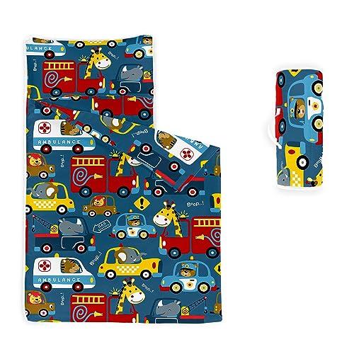 Datura home Datura home Nap Mat -Animal Cars Sleeping Bag with Removable Pillow - Daycare and Sleepovers Preschool Kindergarten Bedding Set for Kids Toddler Boys Girls(Animal Standard)