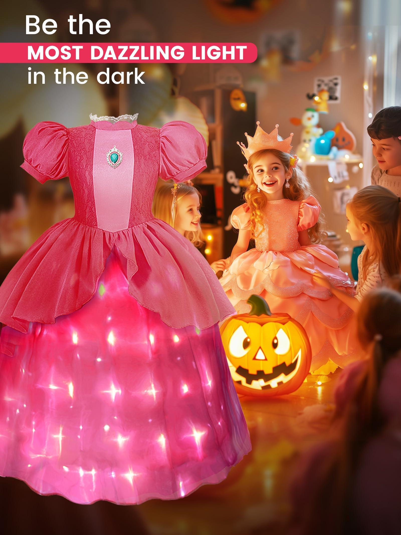 UPORPOR UPORPOR Princess Dresses Girls Halloween Costume for Girls Toddler Pink Princess Dress up Clothes, Light Lining, 2-3 Years Old