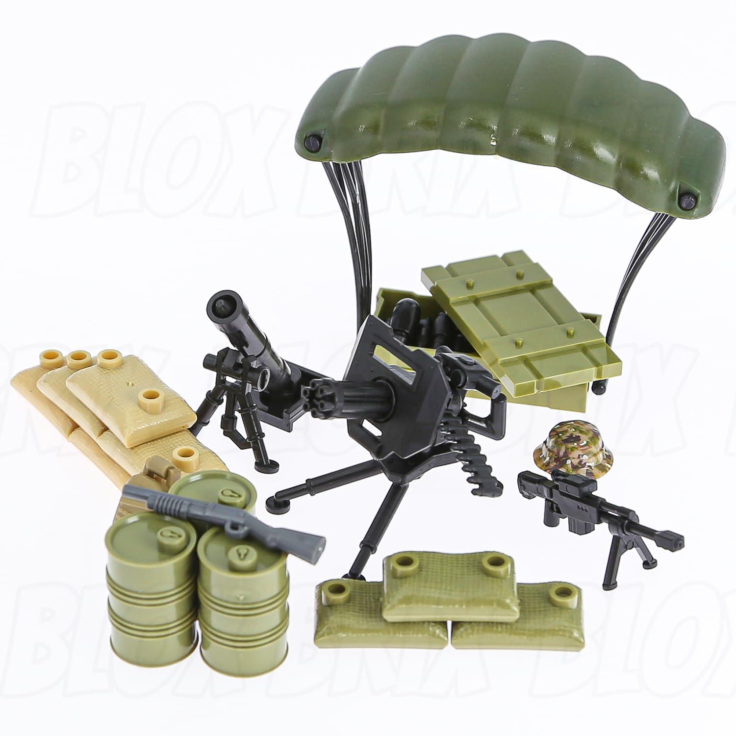BloxBrix BloxBrix 180 pcs Weapons-Machine-Guns-Rifles Compatible with Major Brands,Minifigures-add-ons-Militarybase-Toy-Soldiers-Police, WW2-Modern-SWAT-Battle-Ammo-Belt-gas mask-Decations for Army-Men