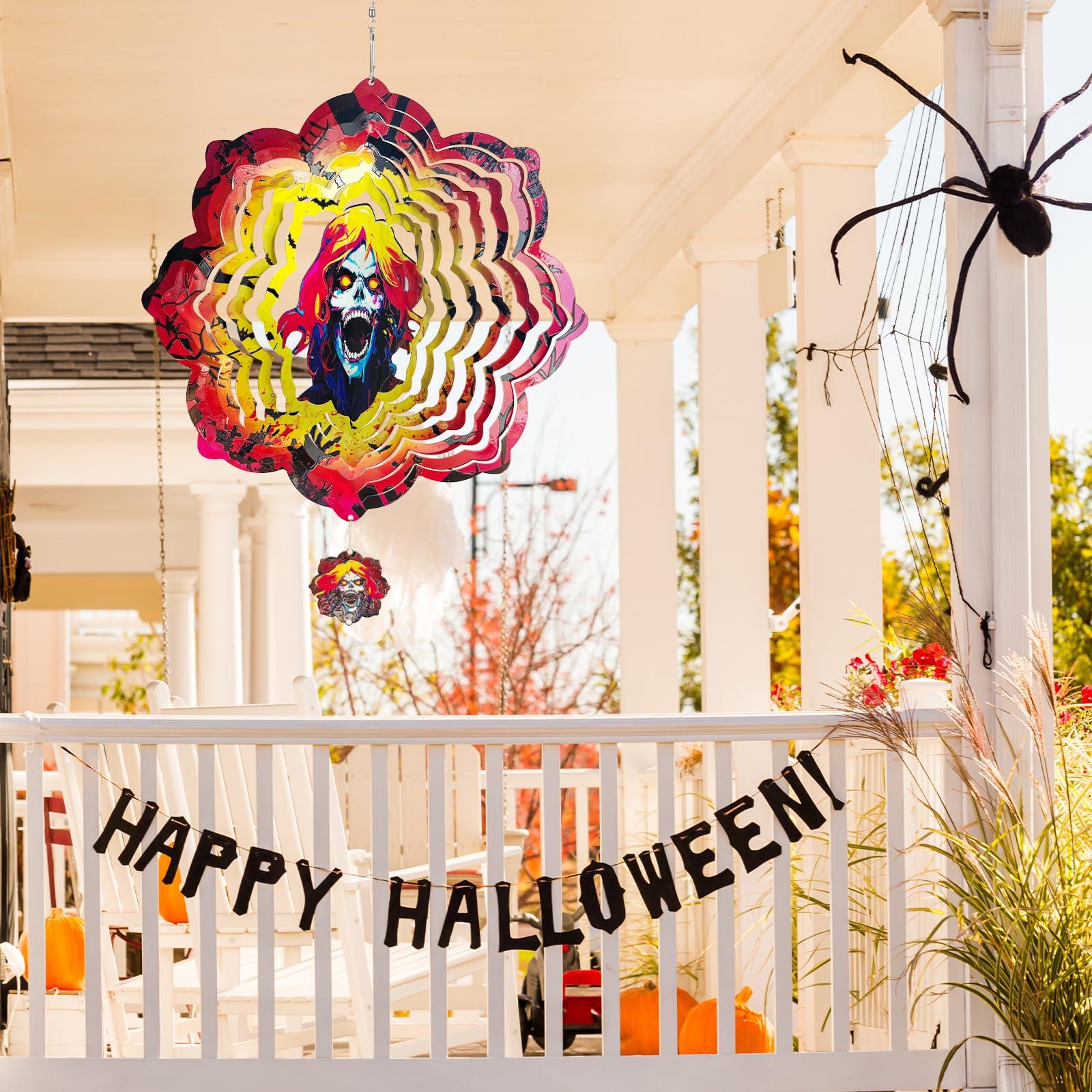 JOINOW Halloween Metal Wind Spinners Hanging Wind Spinner Garden Ornament Gifts for Women/Men,12inch Wind Spinner for Home Party Decor,Outdoor & Indoor Decorations