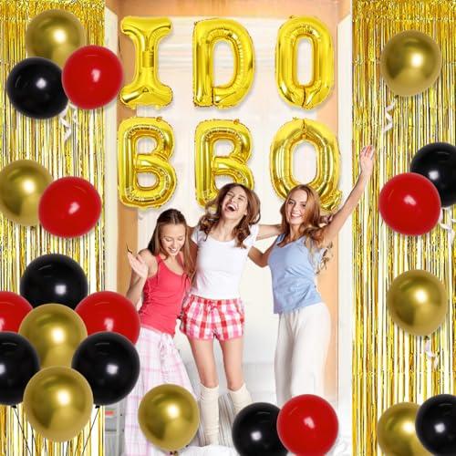 Wonmelody BBQ Bachelorette Decorations, I Do BBQ Decorations - Banner, Diamond Ring, Barbeque Pig Foil Balloon for Better be Quick Engagement Bridal Shower Party Supplies with Tinsel Curtain Backdrop