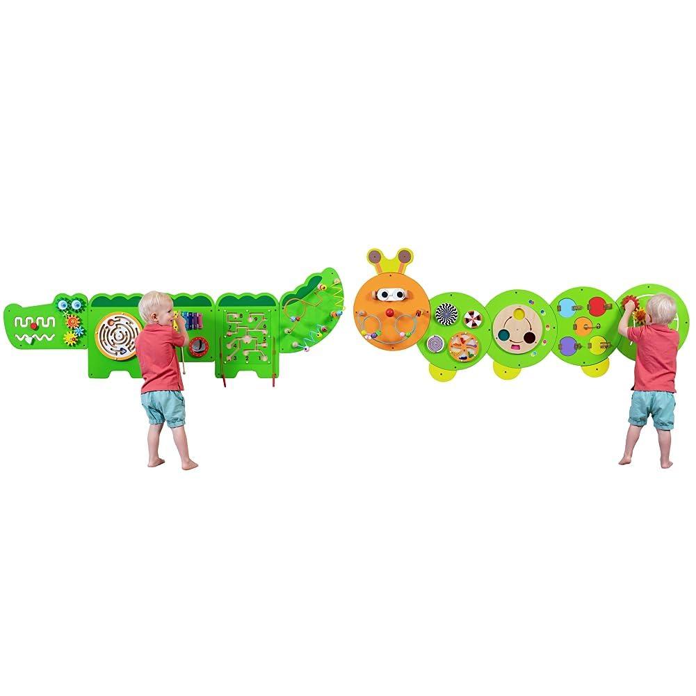 SPARK & WOW SPARK & WOW Crocodile and Caterpillar Activity Wall Panels - Ages 18m+ - Montessori Sensory Toys - Busy Boards - Toddler Room Decor