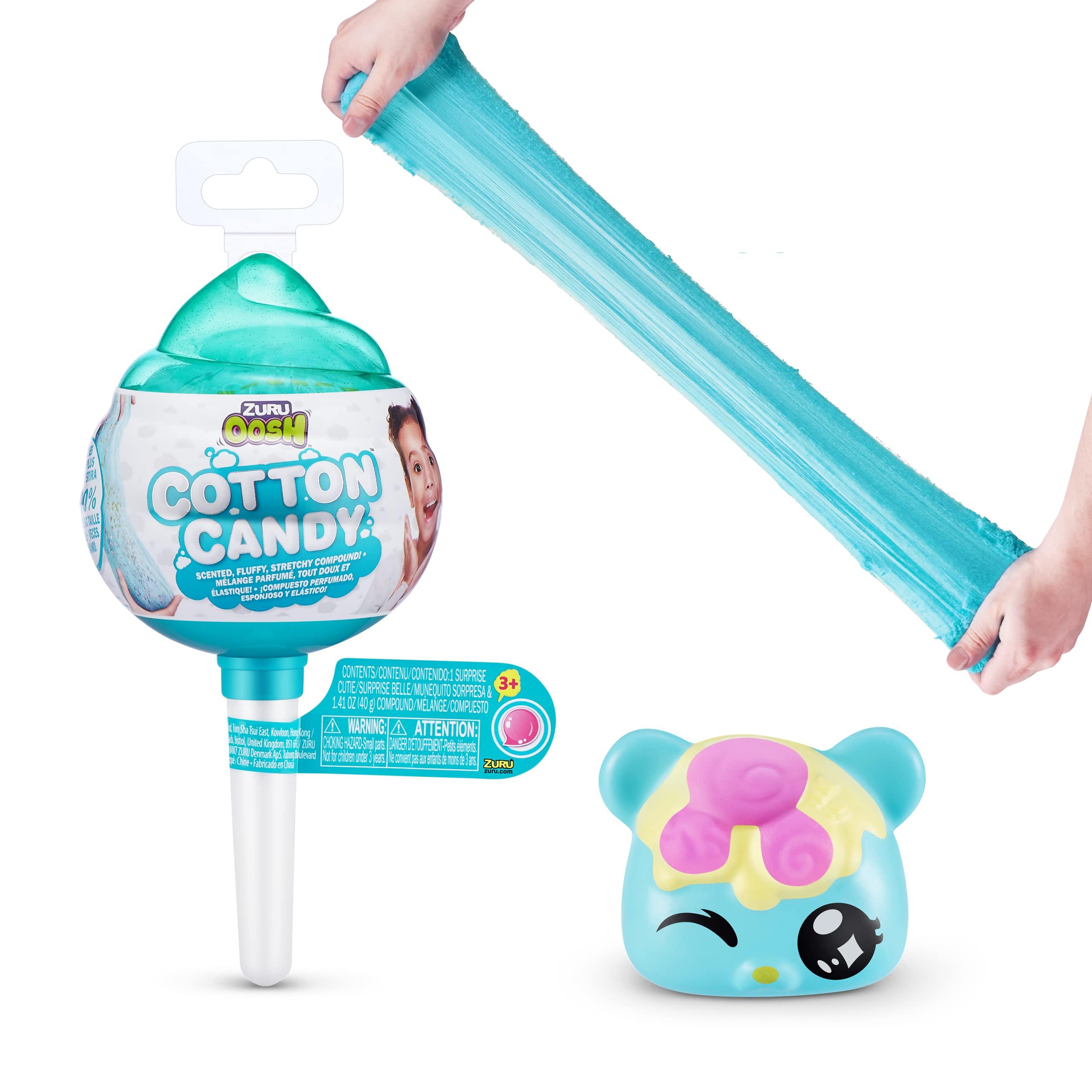 ZURU Oosh Oosh Slime Cotton Candy Cuties Series 2 by ZURU (Green) Scented, Squishy, Fluffy, Soft, Stretchy, Stress Relief, Party Favors, Non-Stick with Collectible Cutie Slow Rise Toy